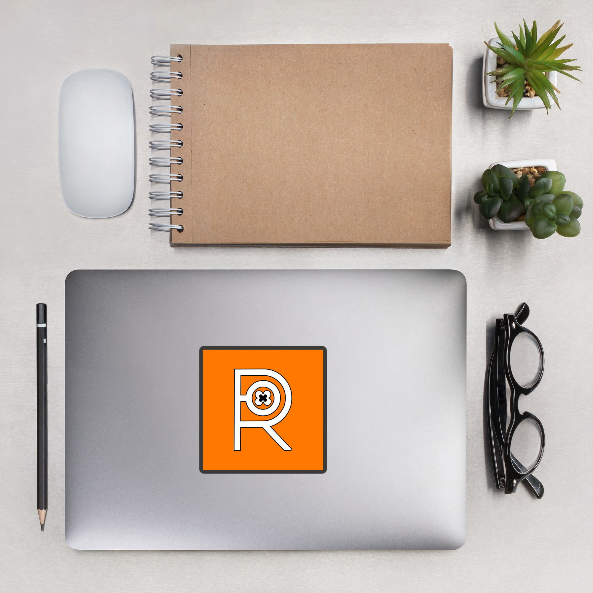 R - White And Black Outlined Orange Eclipse Bubble-free Stickers - Image 5