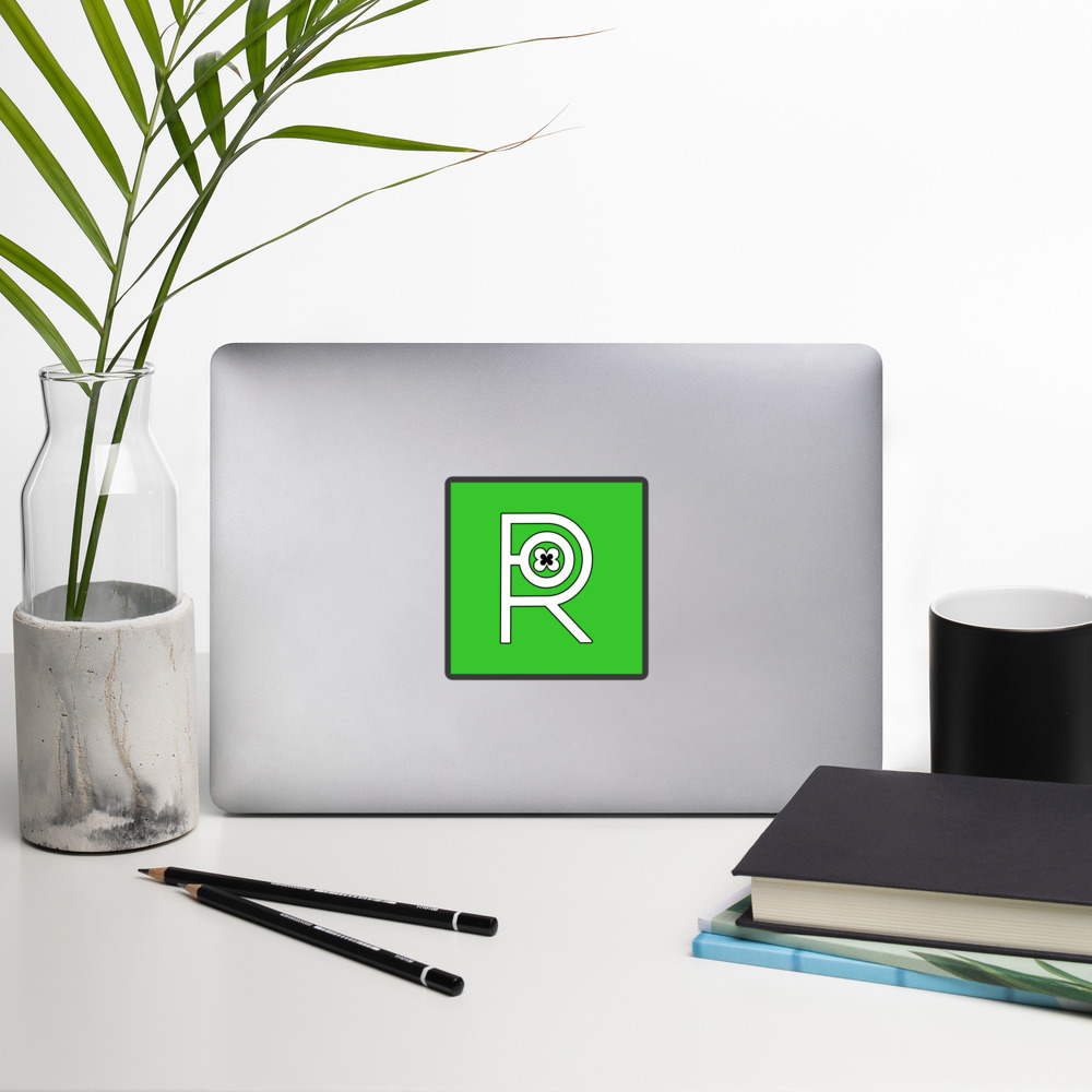 R - White And Black Outlined Green Eclipse Bubble-free Stickers - Image 5
