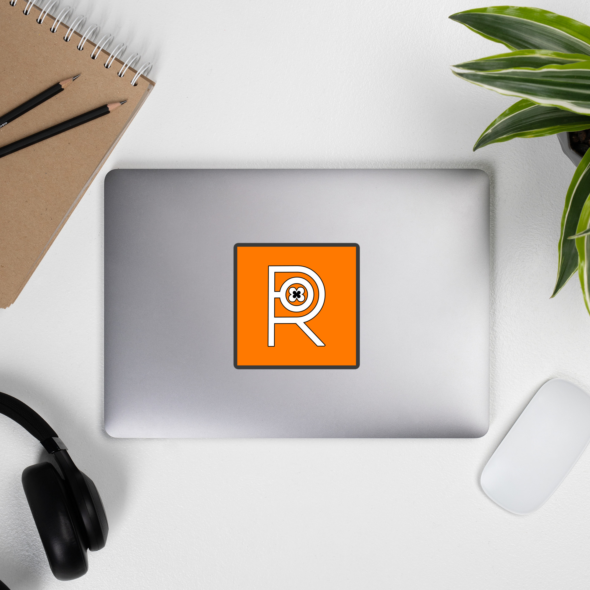 R - White And Black Outlined Orange Eclipse Bubble-free Stickers - Image 6