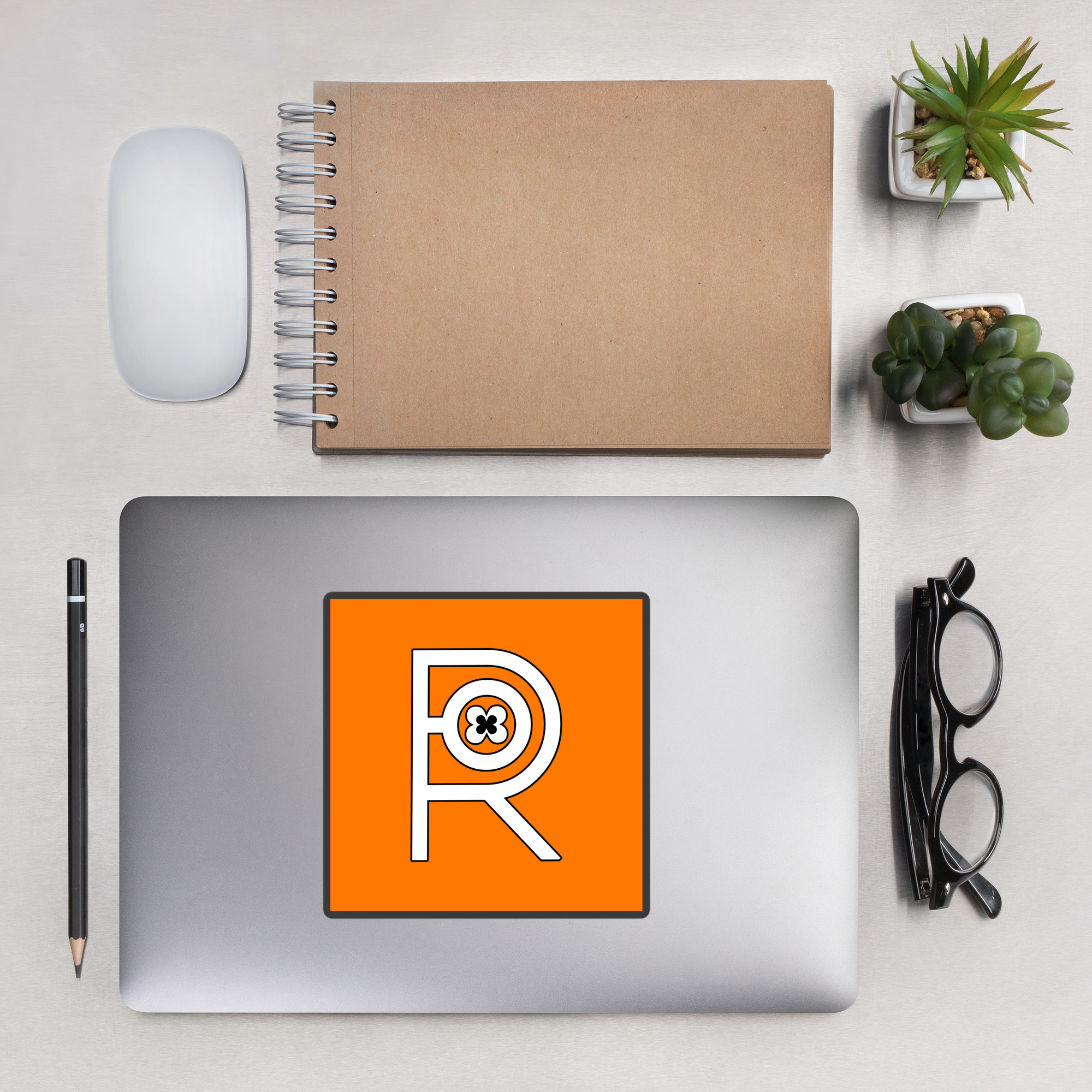 R - White And Black Outlined Orange Eclipse Bubble-free Stickers - Image 7