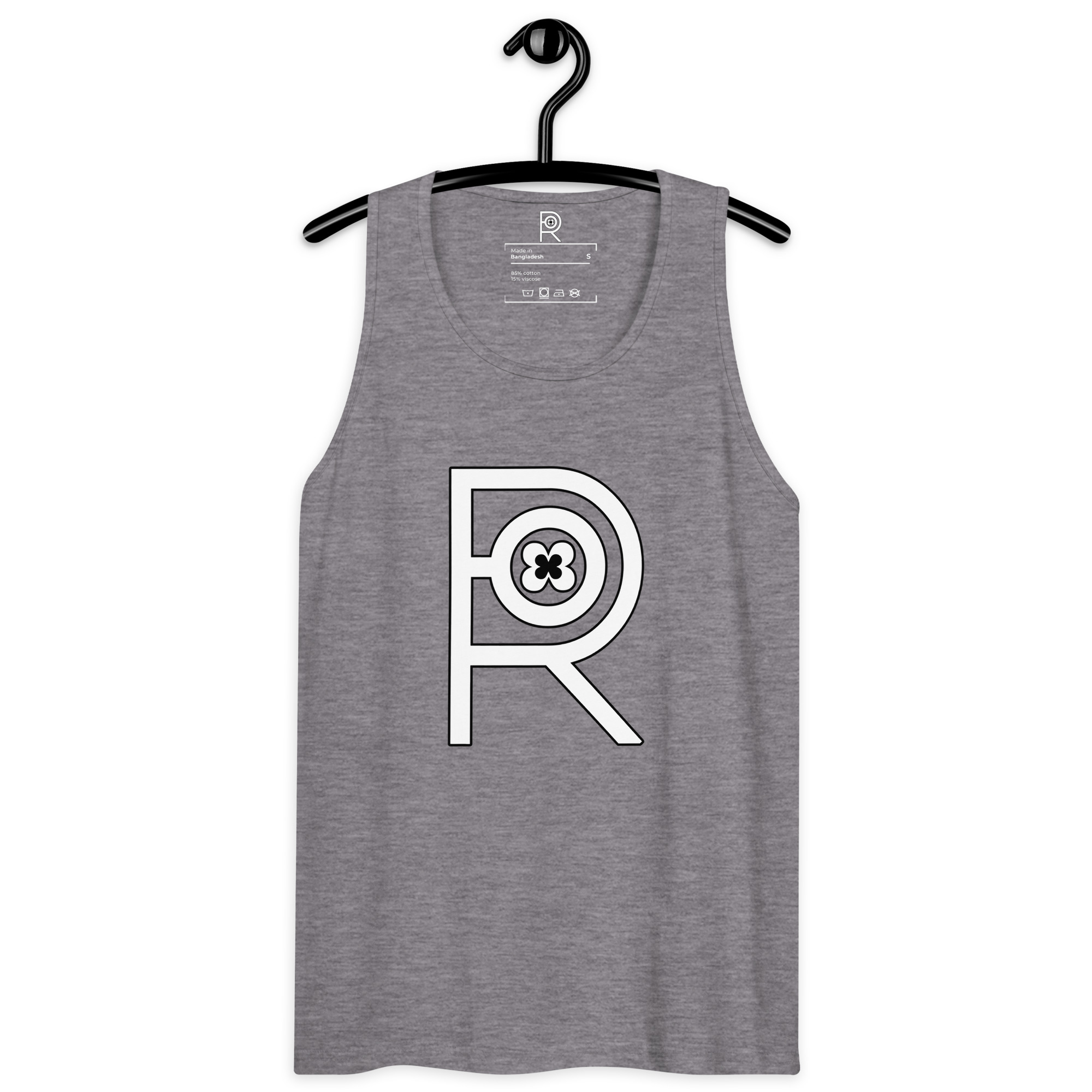 R - White And Black Outlined Men’s Premium Tank Top - Image 32