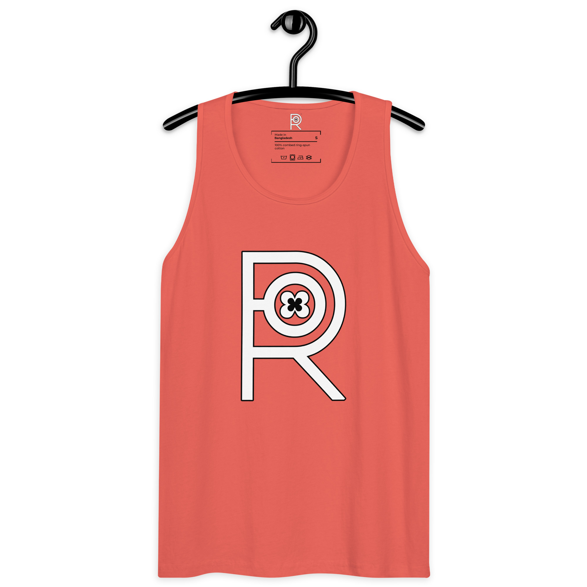 R - White And Black Outlined Men’s Premium Tank Top - Image 30