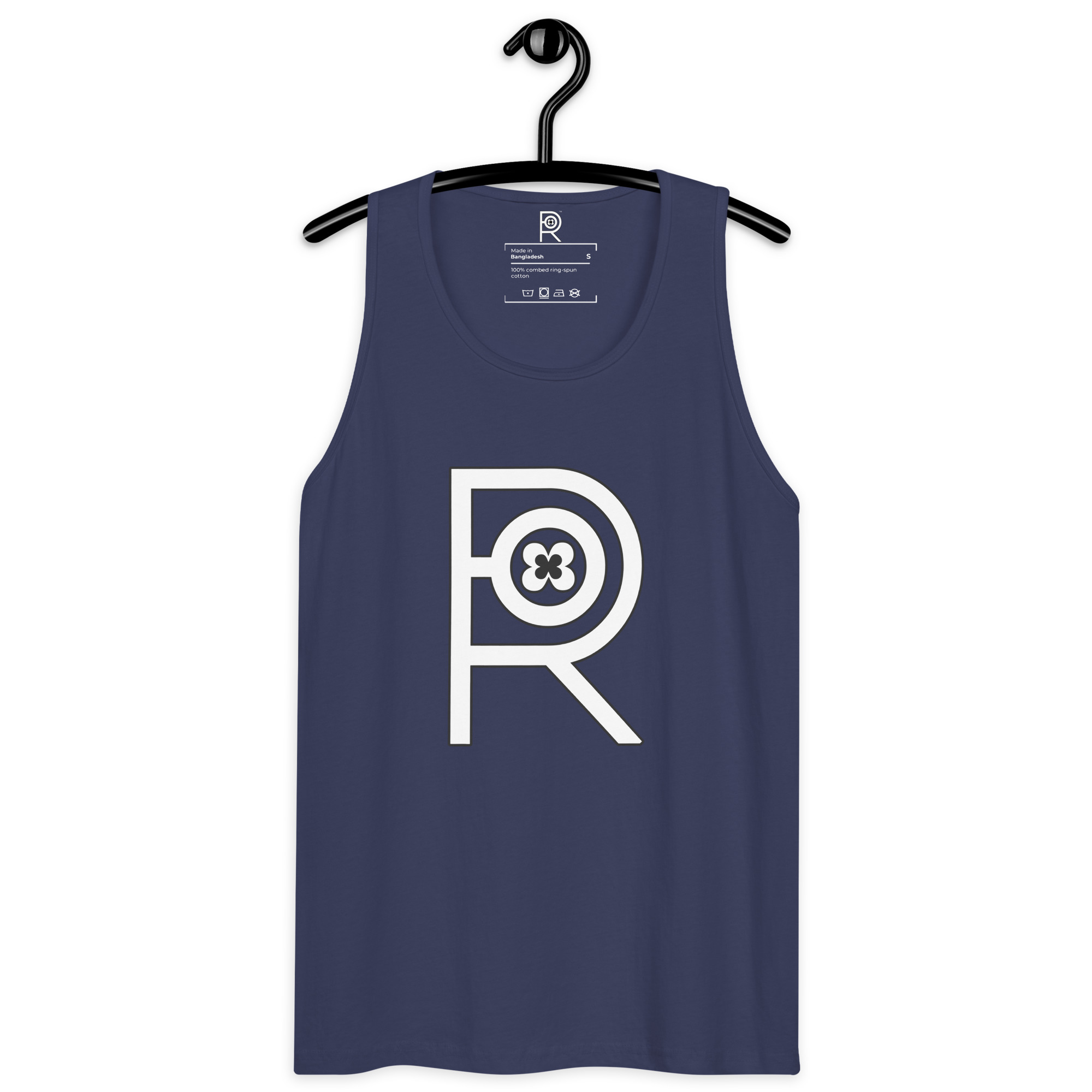 R - White And Black Outlined Men’s Premium Tank Top - Image 26