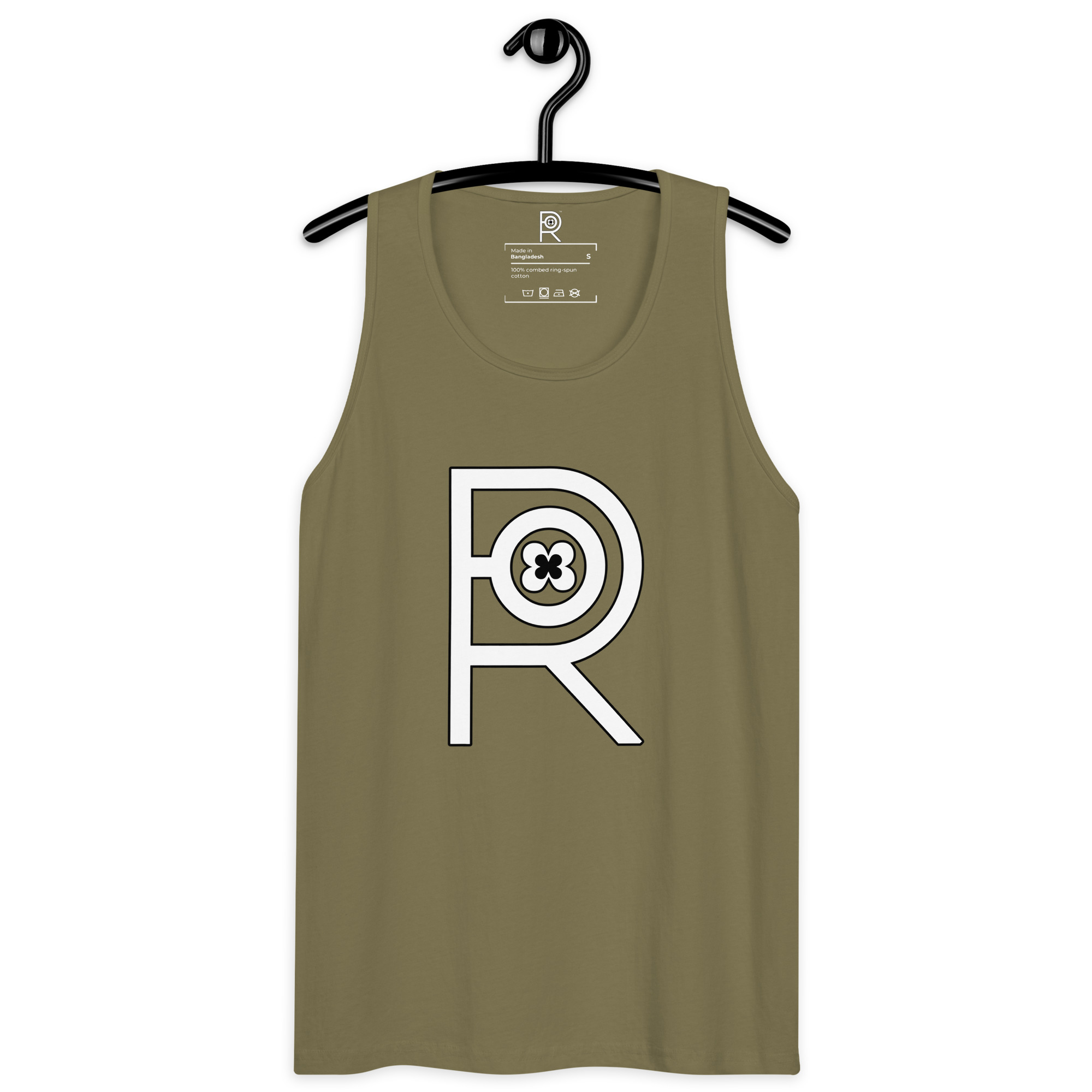R - White And Black Outlined Men’s Premium Tank Top - Image 28