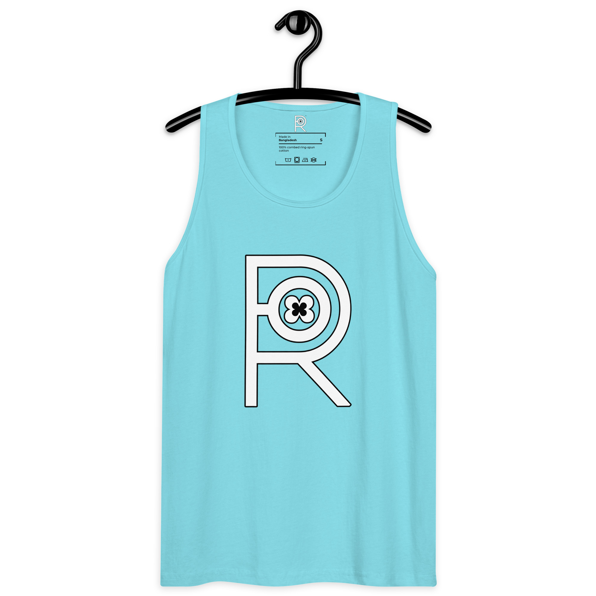 R - White And Black Outlined Men’s Premium Tank Top - Image 36