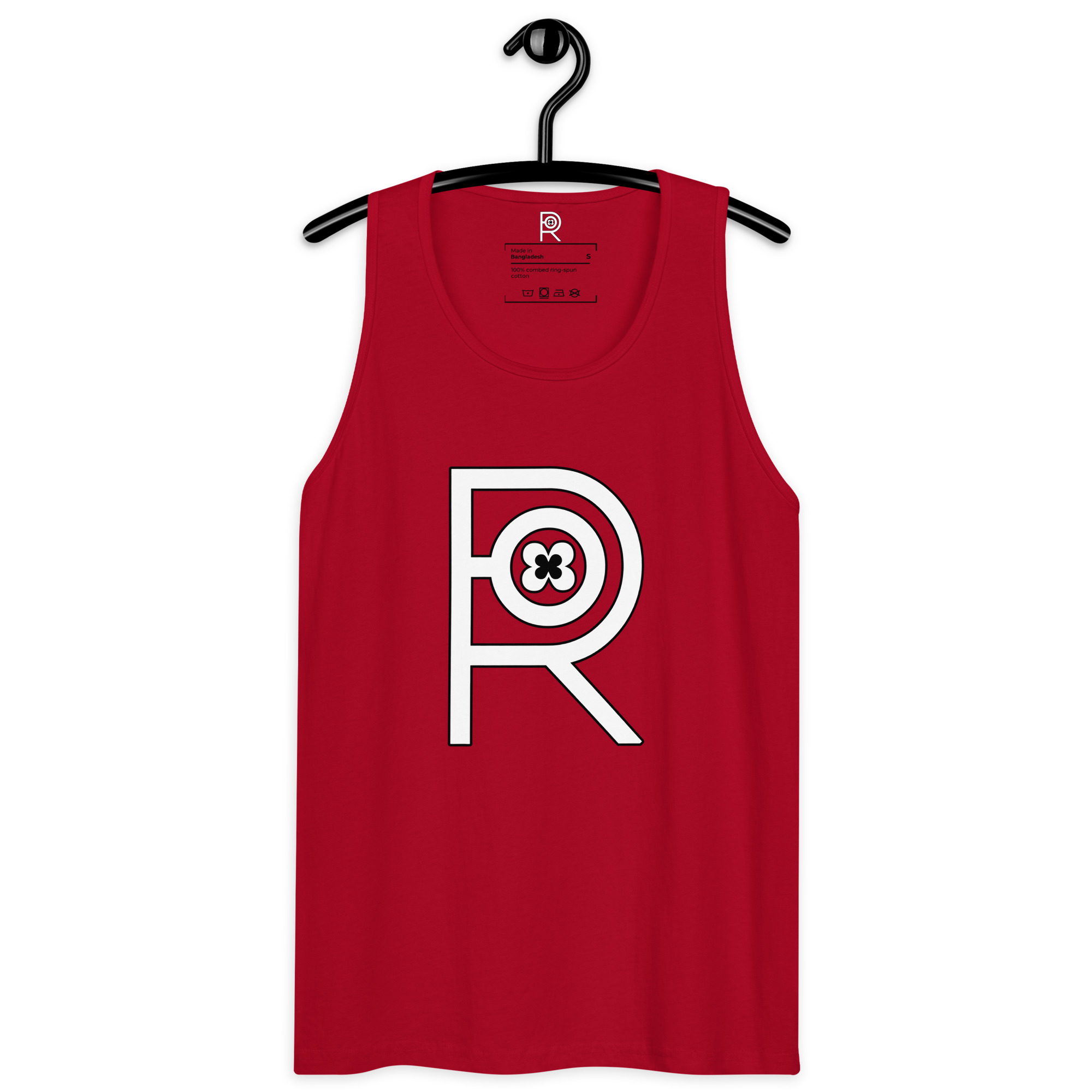 R - White And Black Outlined Men’s Premium Tank Top - Image 20