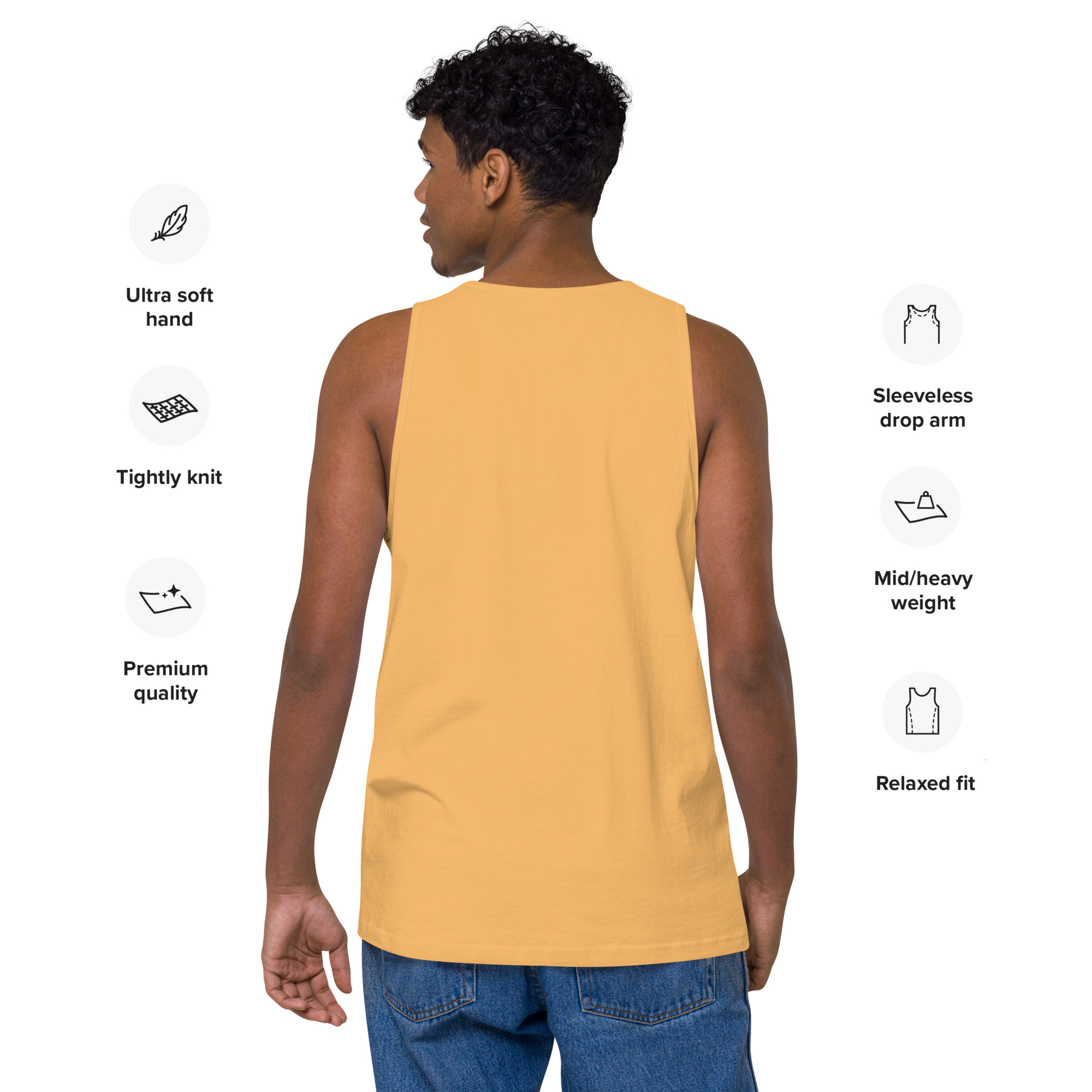 R - White And Black Outlined Men’s Premium Tank Top - Image 11