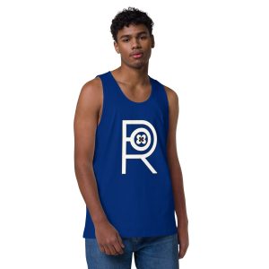 R - White And Black Outlined Men’s Premium Tank Top
