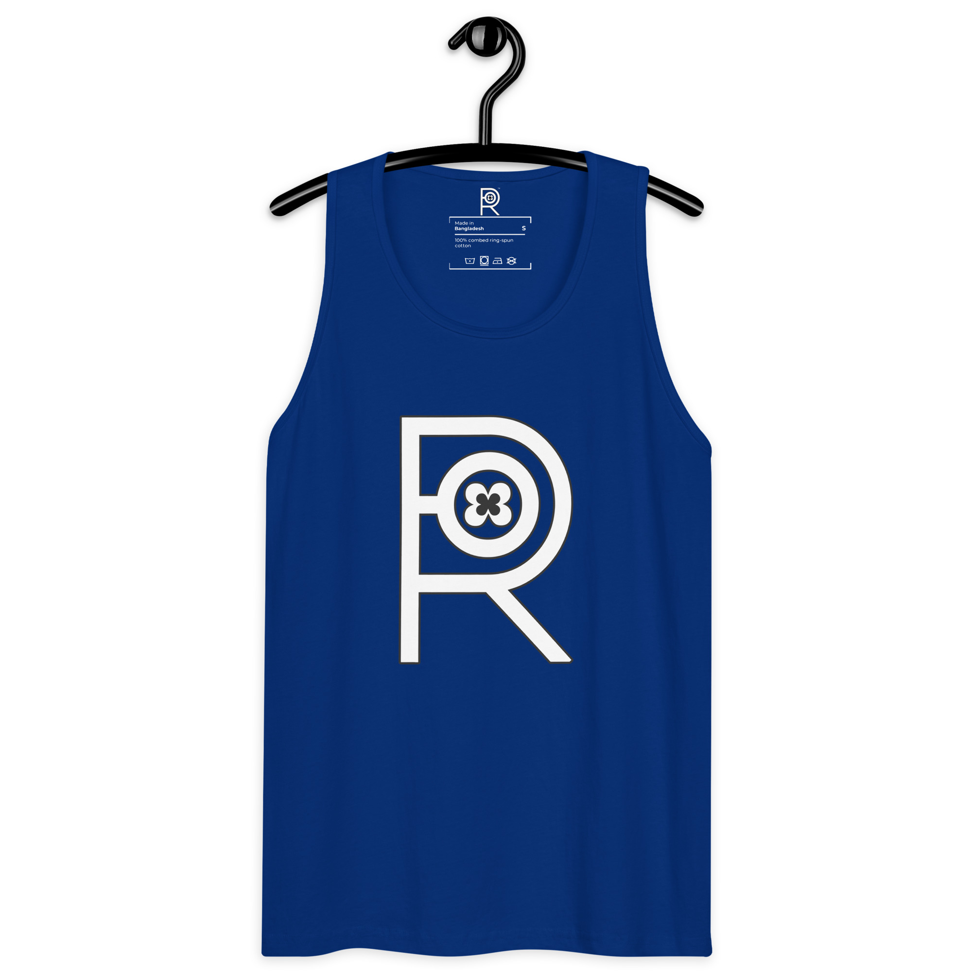 R - White And Black Outlined Men’s Premium Tank Top - Image 18