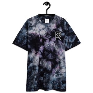 R - White And Black Outlined Embroidered Oversized Tie-Dye T-shirt