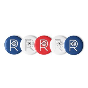 R - Set Of Red, White And Blue Pin Buttons