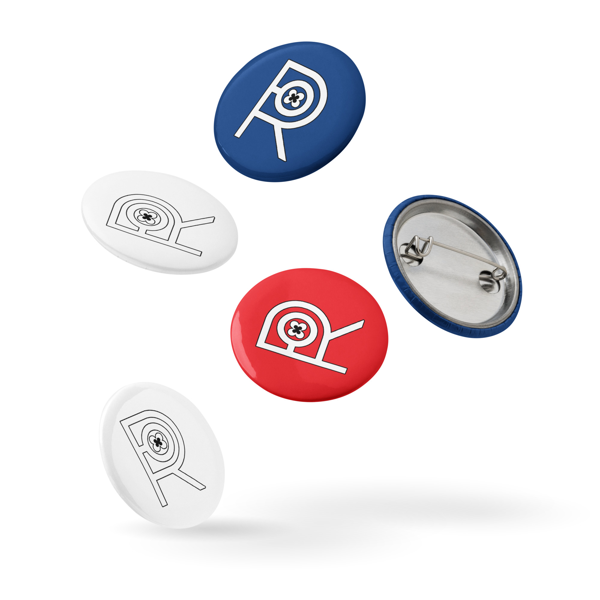 R - Set Of Red, White And Blue Pin Buttons - Image 2