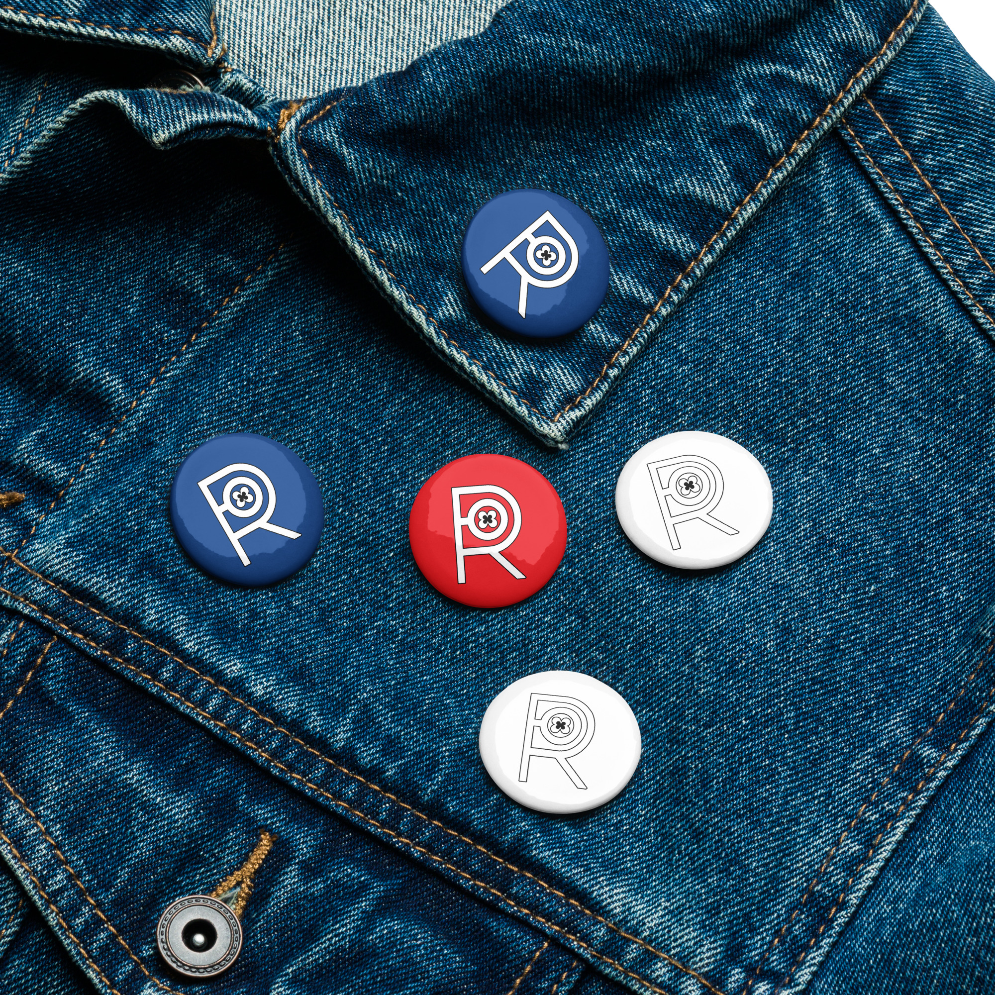 R - Set Of Red, White And Blue Pin Buttons - Image 5