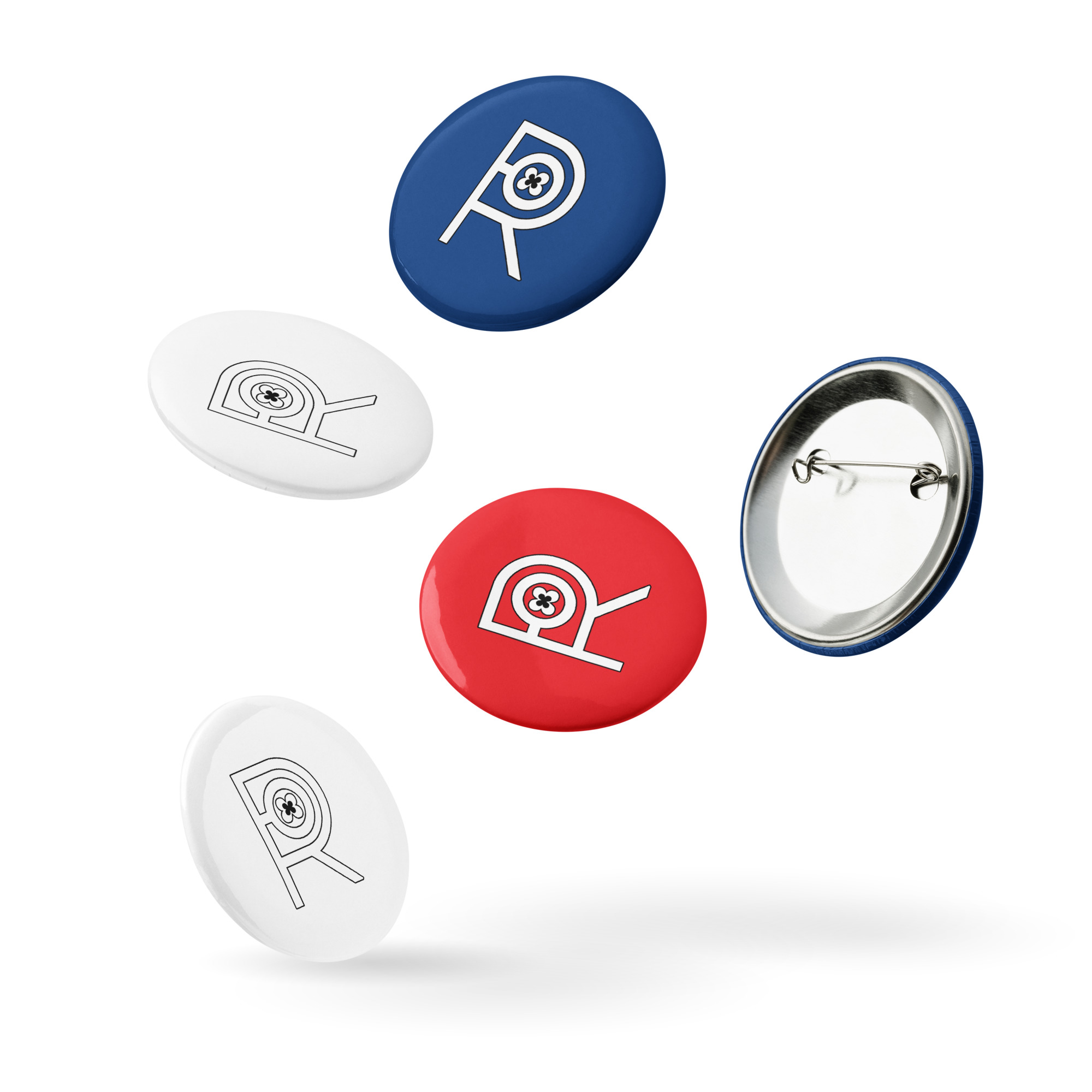 R - Set Of Red, White And Blue Pin Buttons - Image 3