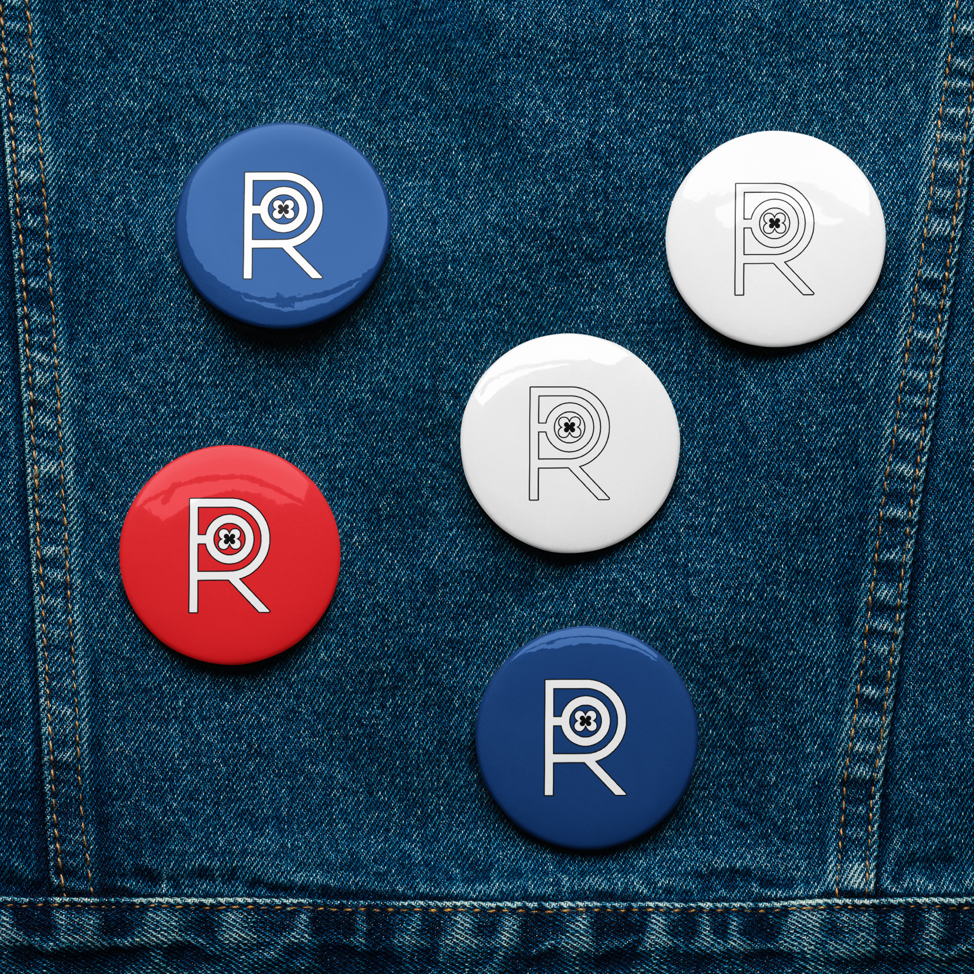R - Set Of Red, White And Blue Pin Buttons - Image 6
