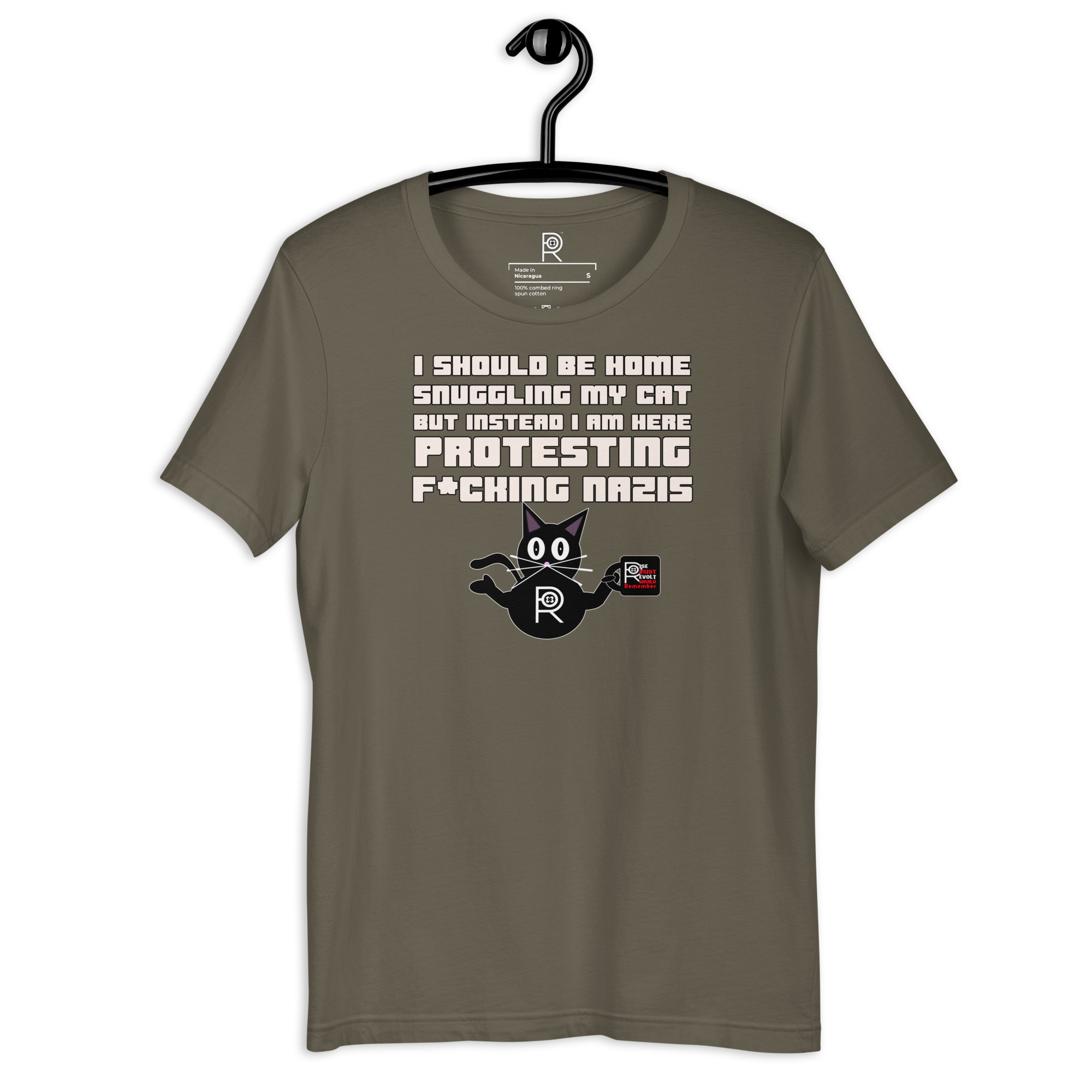 R - I Should Be Home Snuggling My Cat But Instead I Am Here Protesting F*cking Nazis Dark Style Unisex T-shirt - Image 58