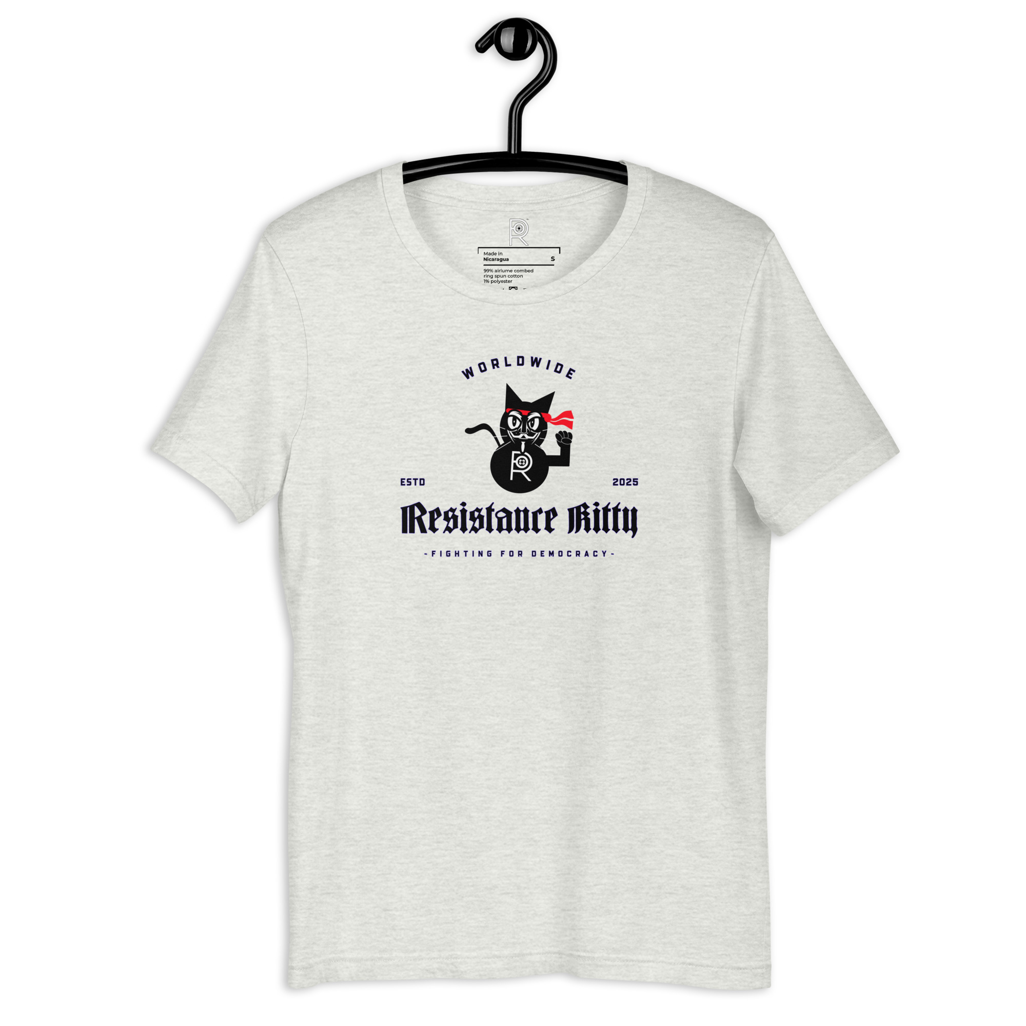 R - Resistance Kitty Fighting For Democracy Worldwide Estd 2025 Light Style Unisex T-shirt - Image 58