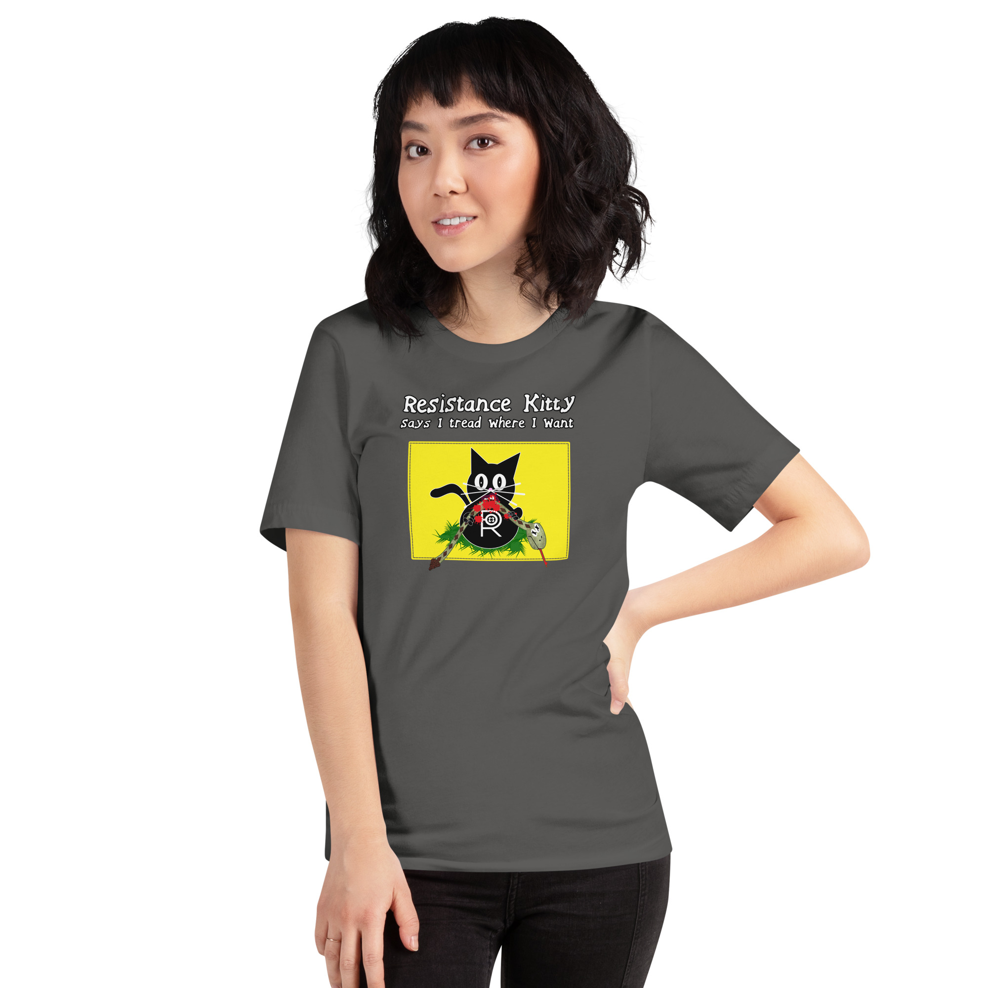 R - Resistance Kitty Says I Tread Where I Want Dark Style Unisex T-shirt - Image 25