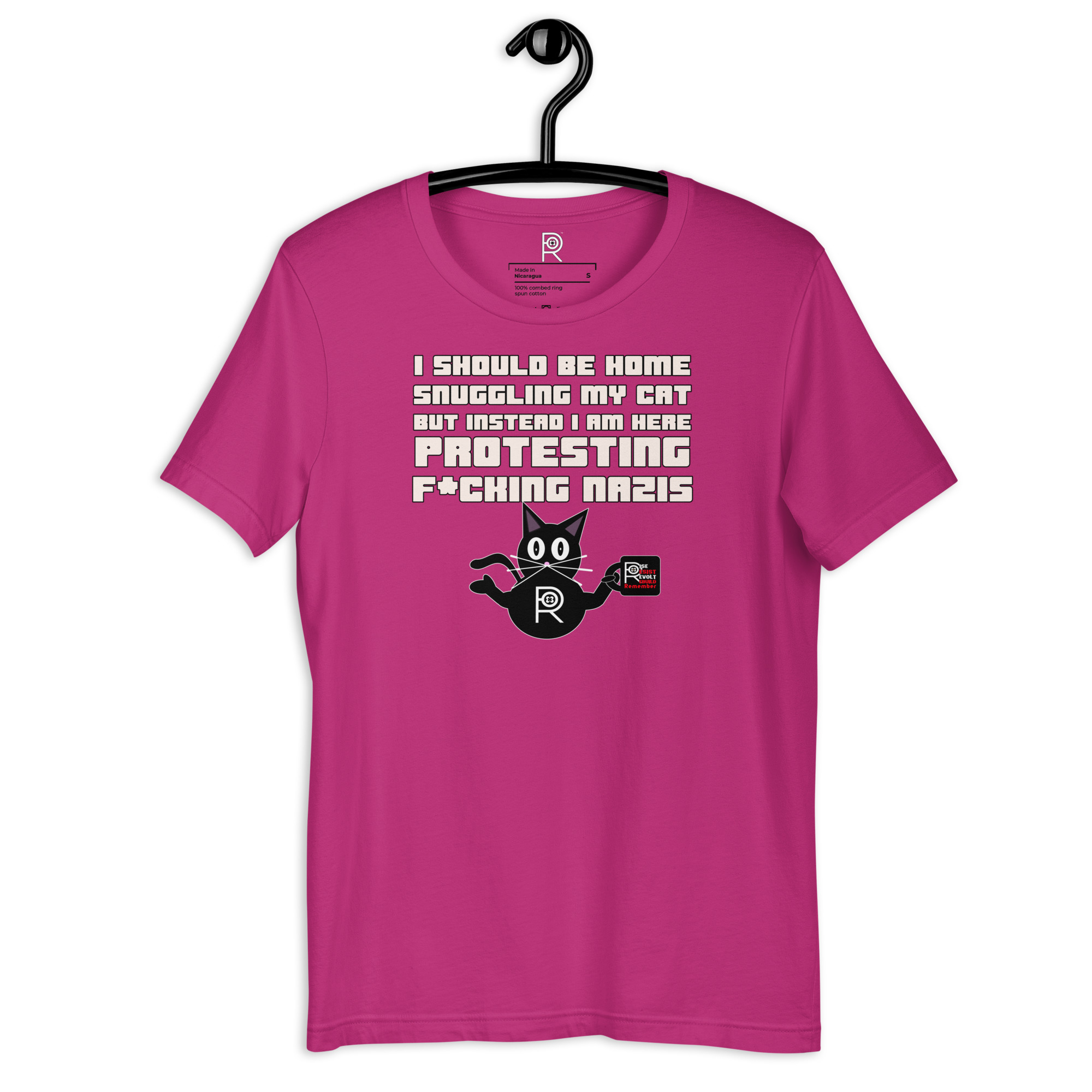R - I Should Be Home Snuggling My Cat But Instead I Am Here Protesting F*cking Nazis Dark Style Unisex T-shirt - Image 52