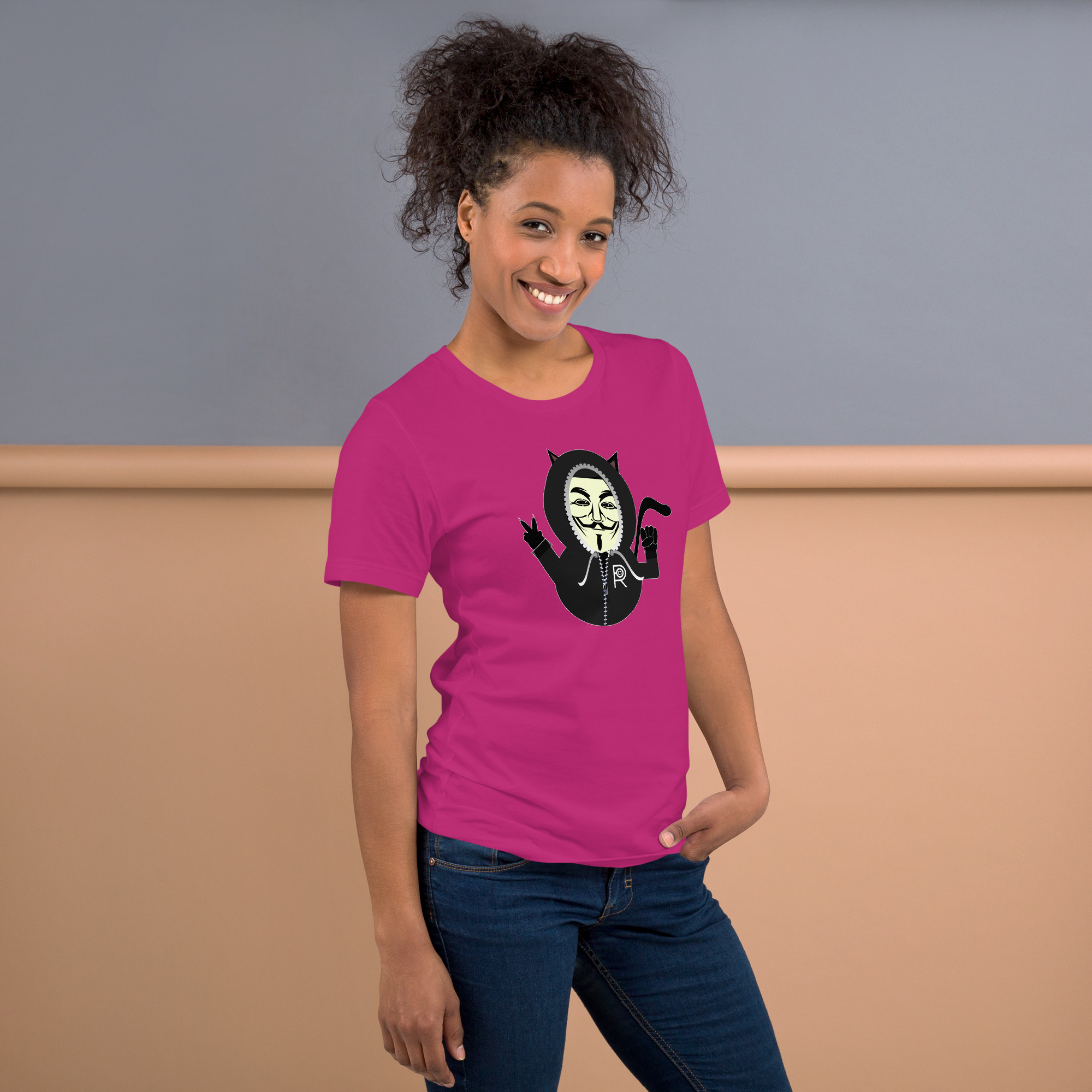 R - Anonymous Resistance Kitty Dark Style Unisex T-shirt - Image 22