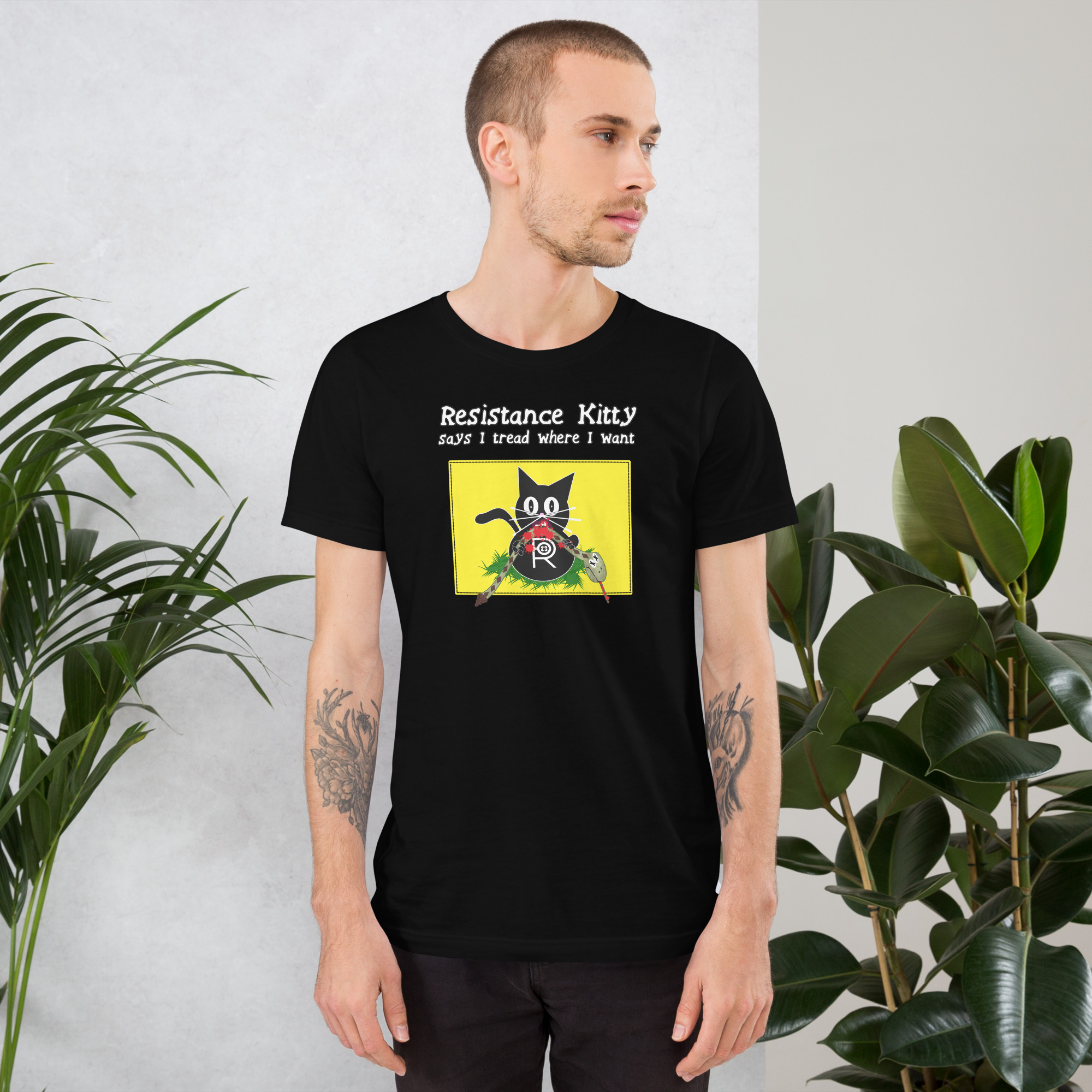 R - Resistance Kitty Says I Tread Where I Want Dark Style Unisex T-shirt - Image 3