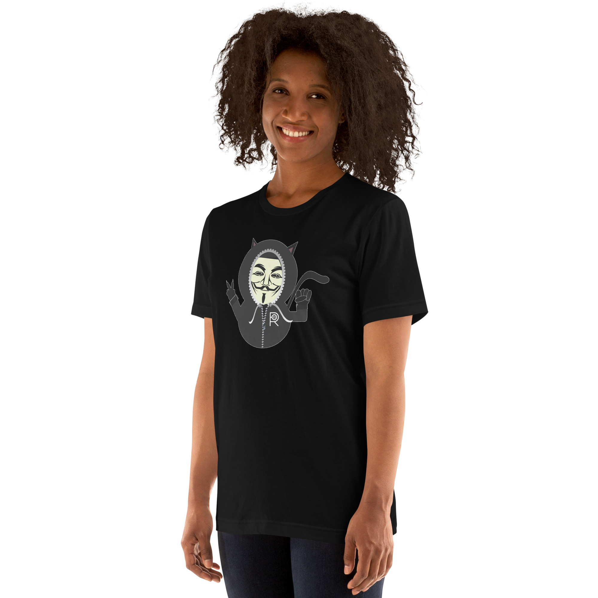R - Anonymous Resistance Kitty Dark Style Unisex T-shirt - Image 2