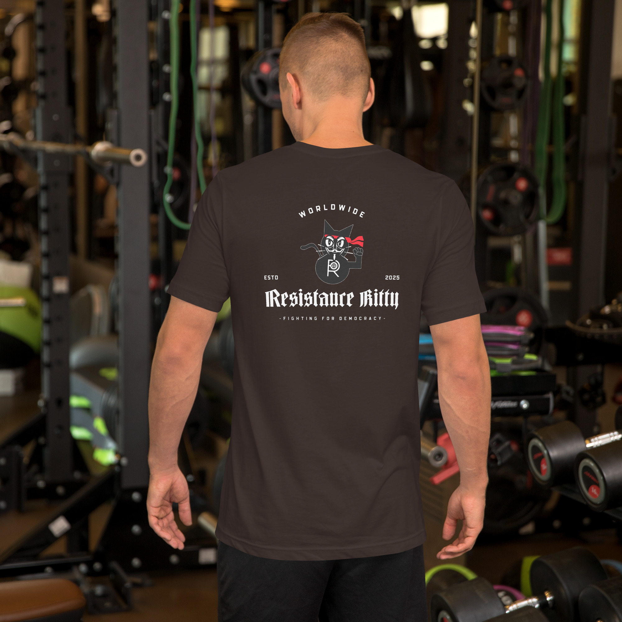 R - Resistance Kitty Fighting For Democracy Worldwide Estd 2025 Dark Style 2 Unisex T-shirt - Image 21