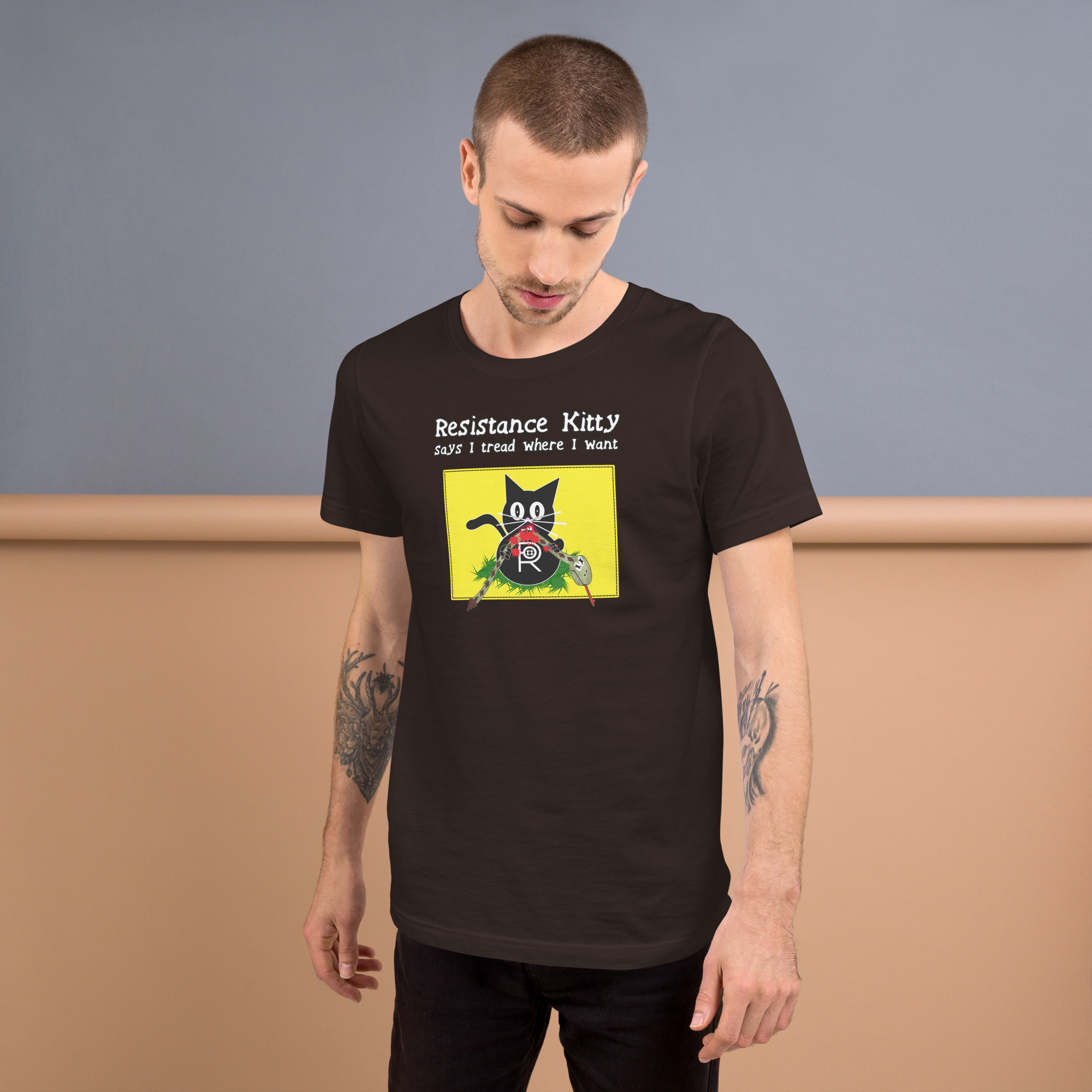 R - Resistance Kitty Says I Tread Where I Want Dark Style Unisex T-shirt - Image 11