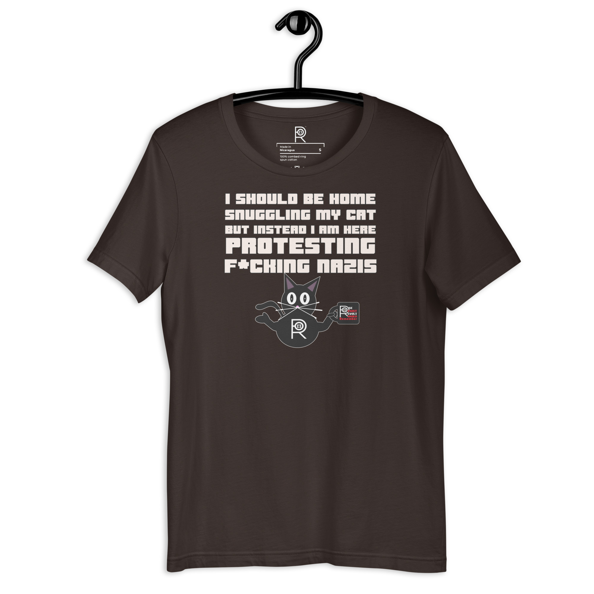 R - I Should Be Home Snuggling My Cat But Instead I Am Here Protesting F*cking Nazis Dark Style Unisex T-shirt - Image 37