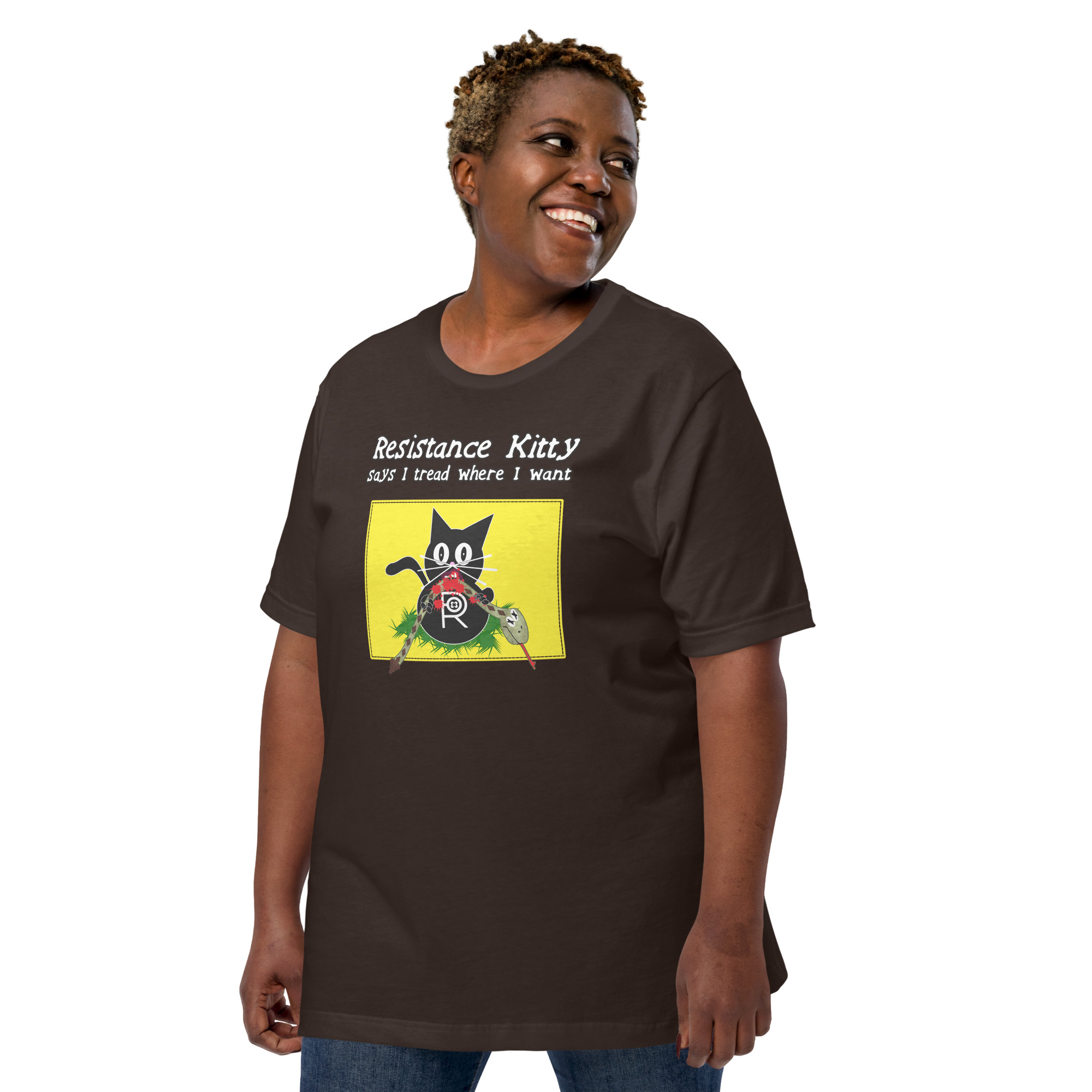 R - Resistance Kitty Says I Tread Where I Want Dark Style Unisex T-shirt - Image 10