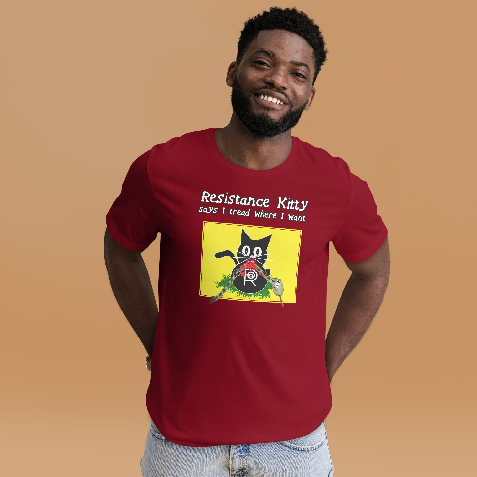 R - Resistance Kitty Says I Tread Where I Want Dark Style Unisex T-shirt - Image 9