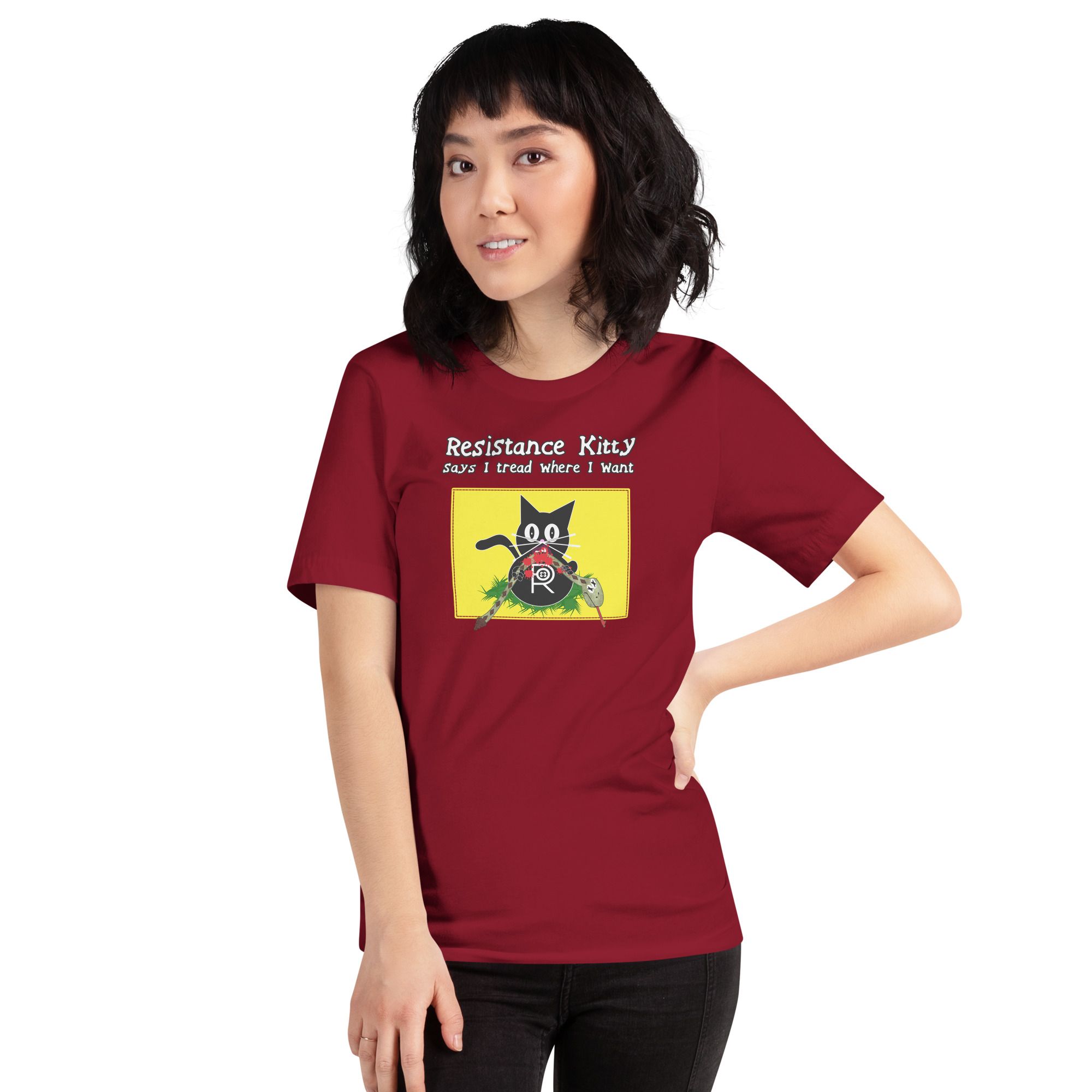 R - Resistance Kitty Says I Tread Where I Want Dark Style Unisex T-shirt - Image 8