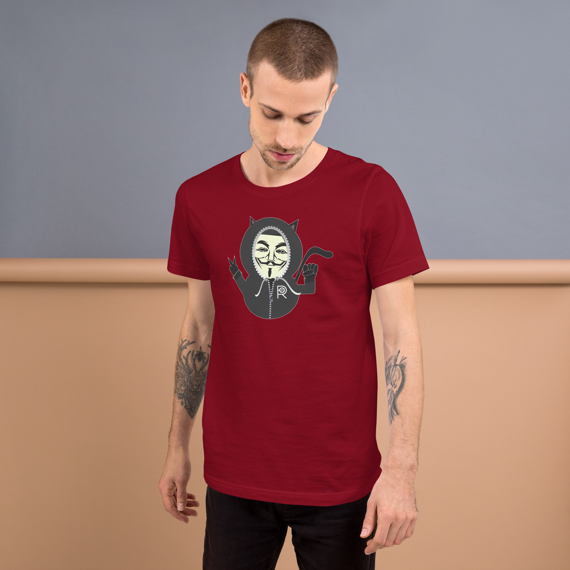 R - Anonymous Resistance Kitty Dark Style Unisex T-shirt - Image 13