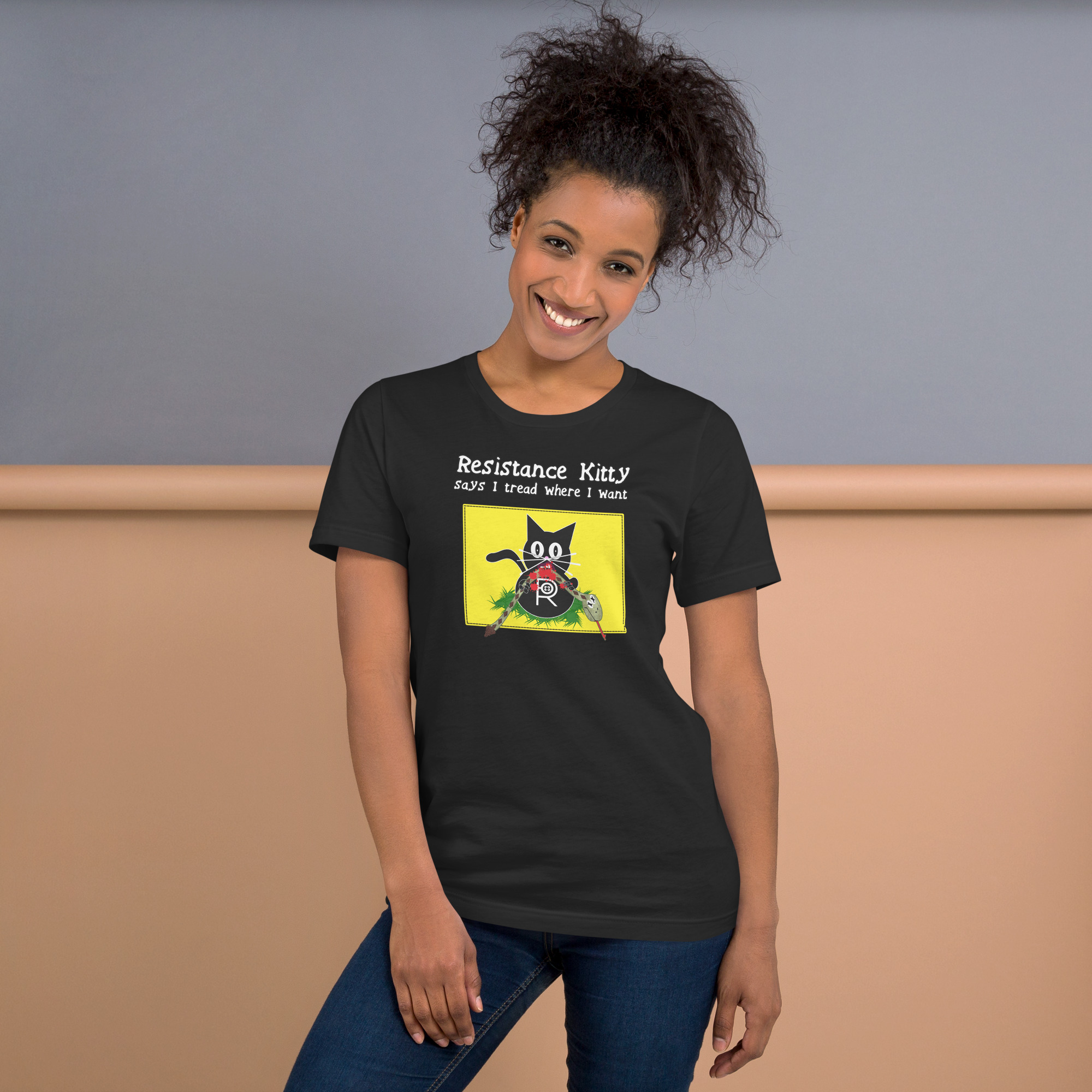 R - Resistance Kitty Says I Tread Where I Want Dark Style Unisex T-shirt - Image 13