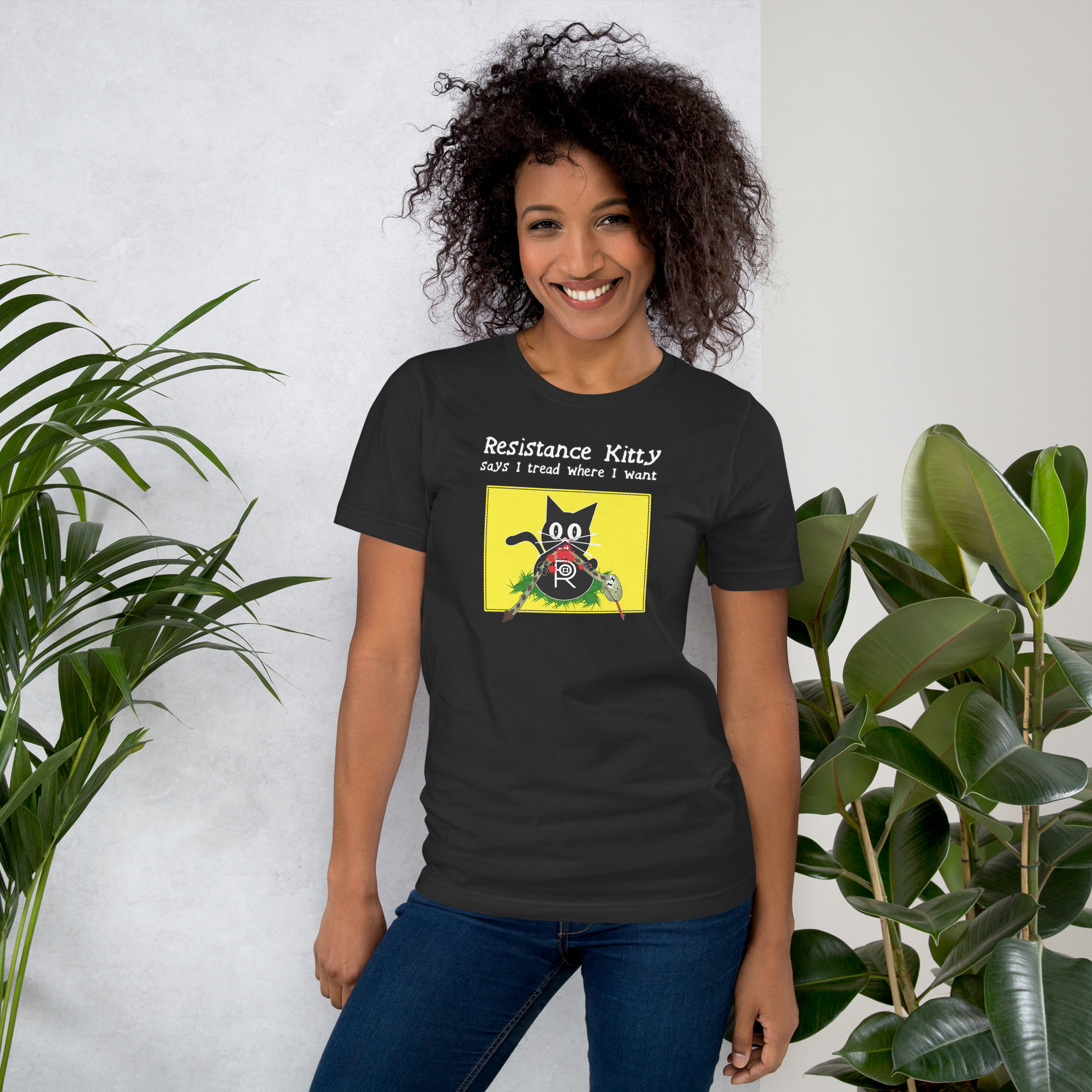 R - Resistance Kitty Says I Tread Where I Want Dark Style Unisex T-shirt - Image 2