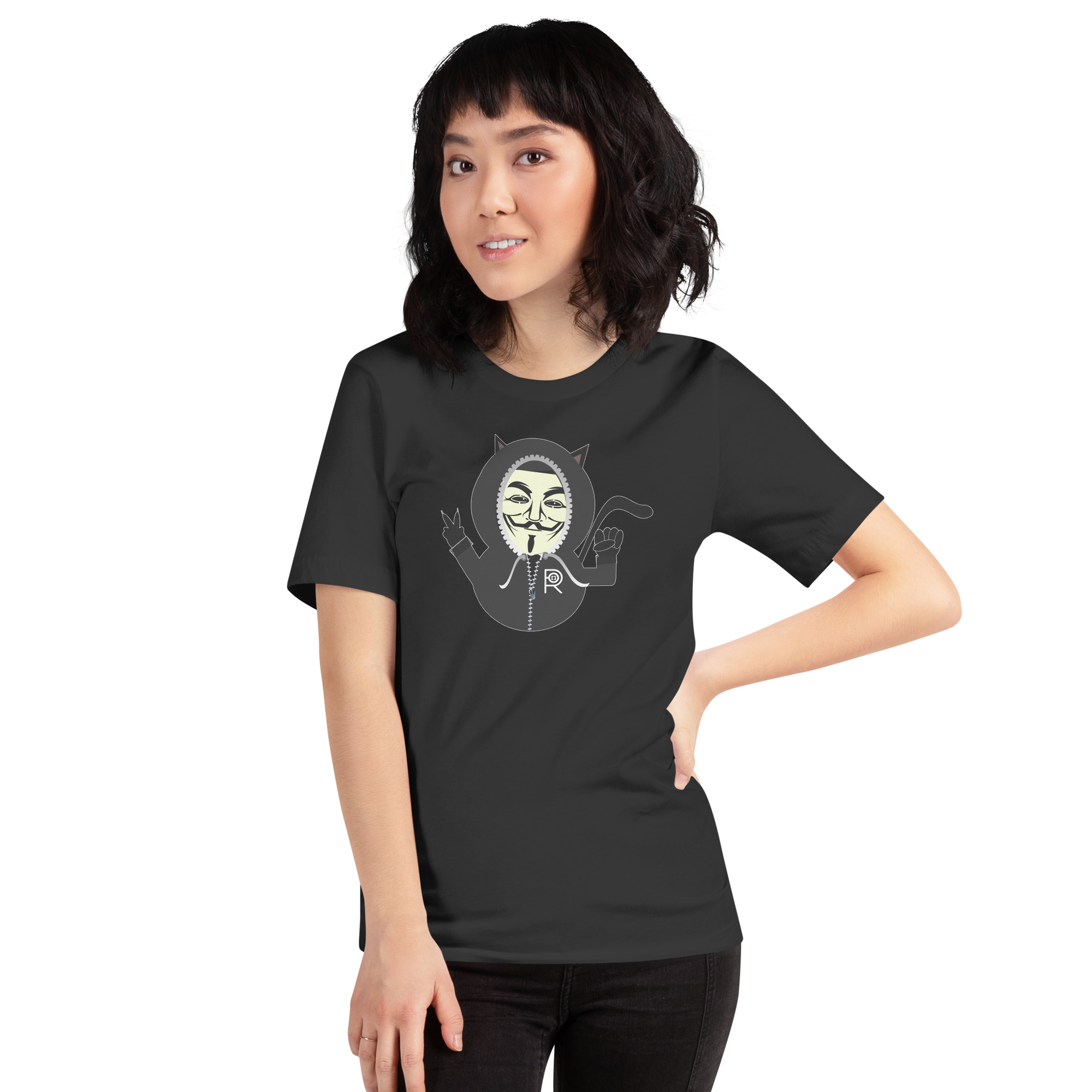 R - Anonymous Resistance Kitty Dark Style Unisex T-shirt - Image 14