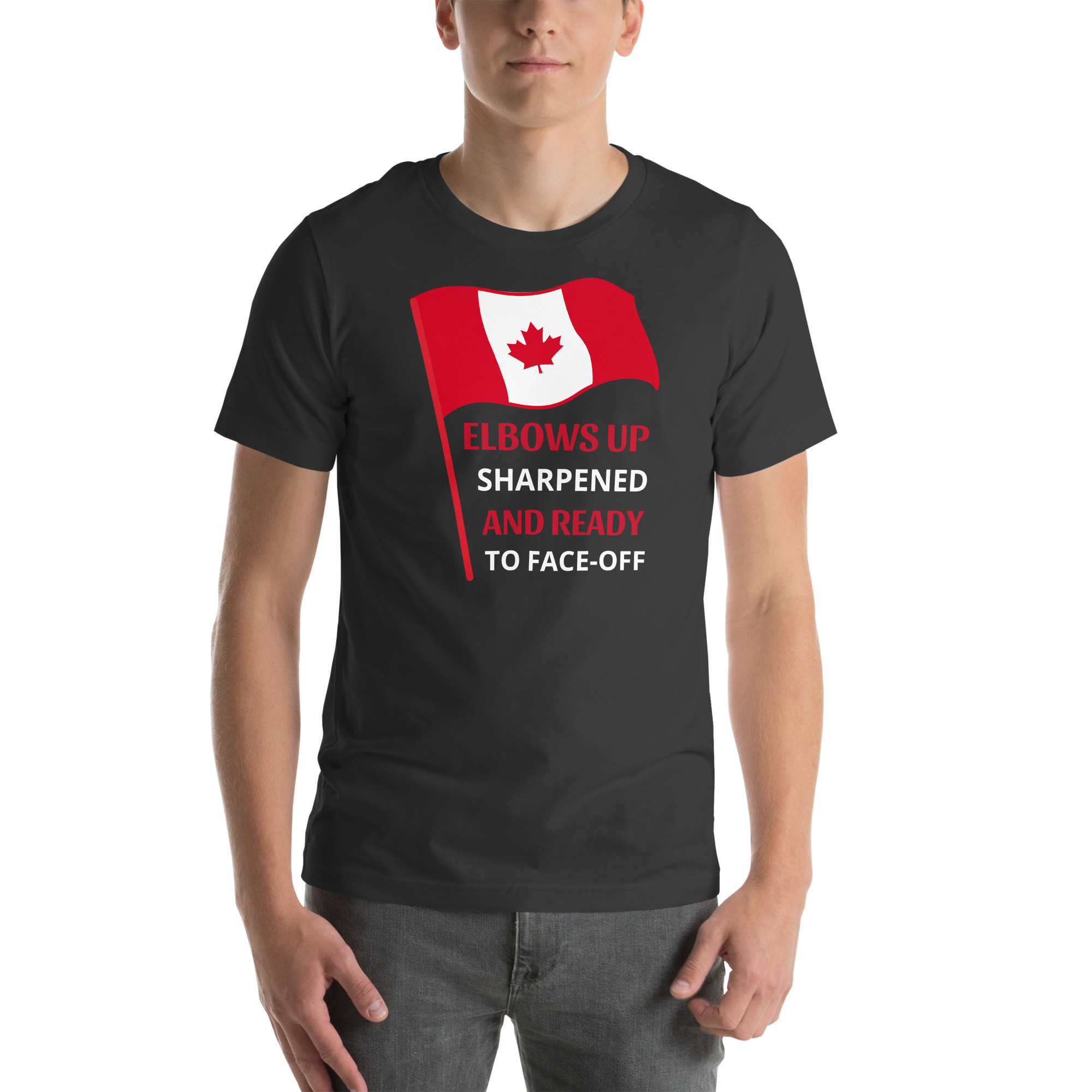 R - Elbows Up Sharpened Ready To Face-Off Dark Style Unisex T-shirt - Image 3