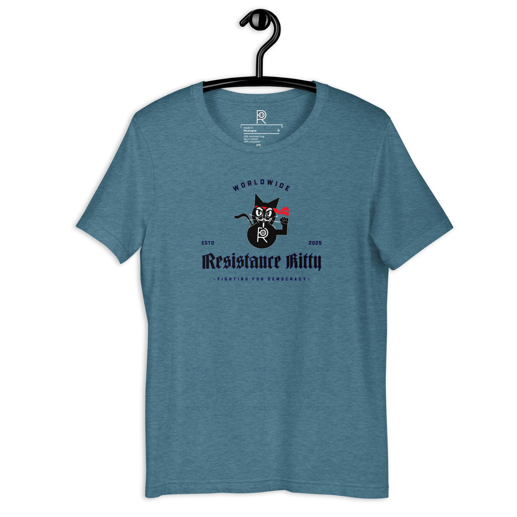 R - Resistance Kitty Fighting For Democracy Worldwide Estd 2025 Light Heather Style Unisex T-shirt
