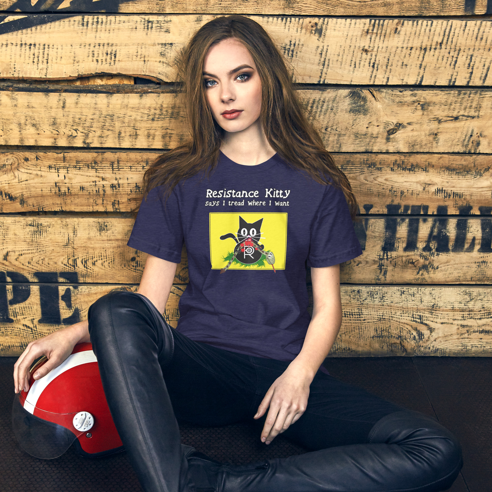 R - Resistance Kitty Says I Tread Where I Want Dark Style Unisex T-shirt - Image 14