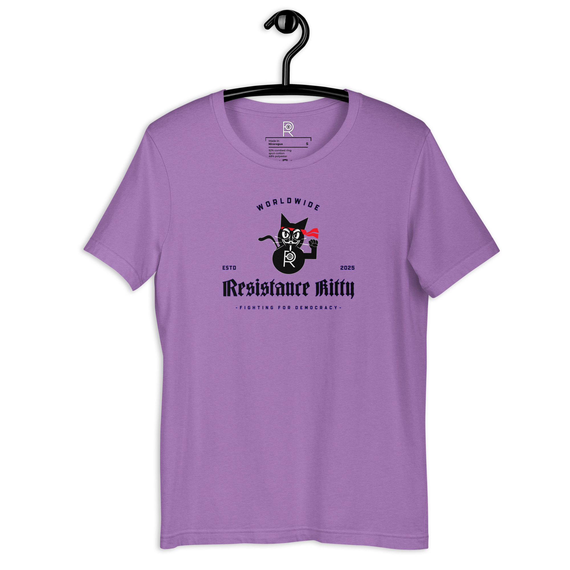 R - Resistance Kitty Fighting For Democracy Worldwide Estd 2025 Light Heather Style Unisex T-shirt - Image 25
