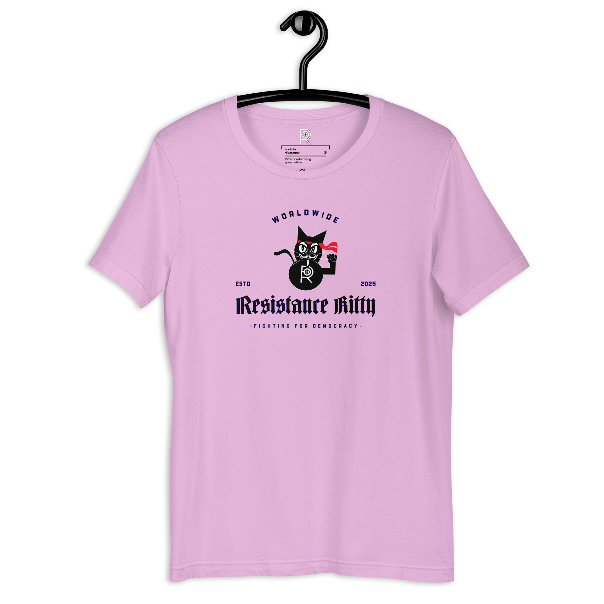 R - Resistance Kitty Fighting For Democracy Worldwide Estd 2025 Light Style Unisex T-shirt - Image 37