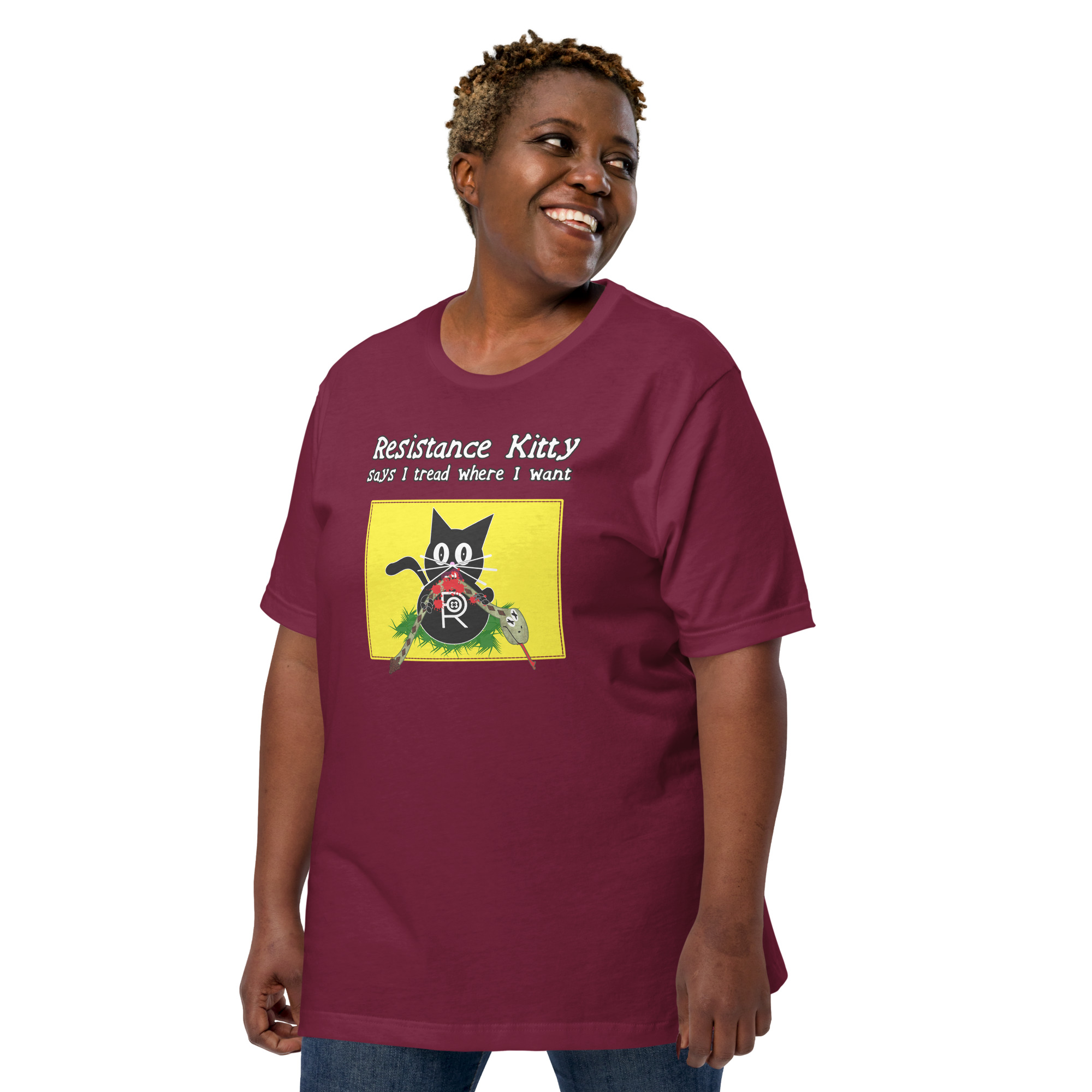 R - Resistance Kitty Says I Tread Where I Want Dark Style Unisex T-shirt - Image 16