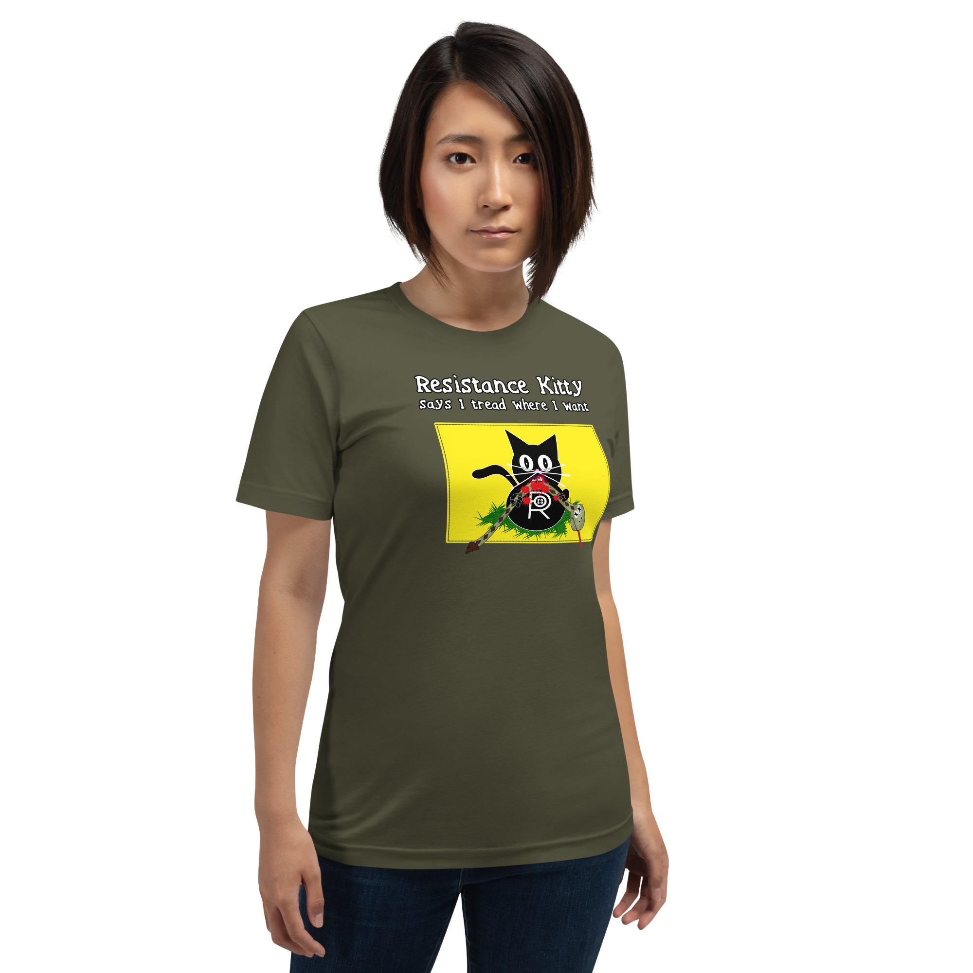 R - Resistance Kitty Says I Tread Where I Want Dark Style Unisex T-shirt - Image 22