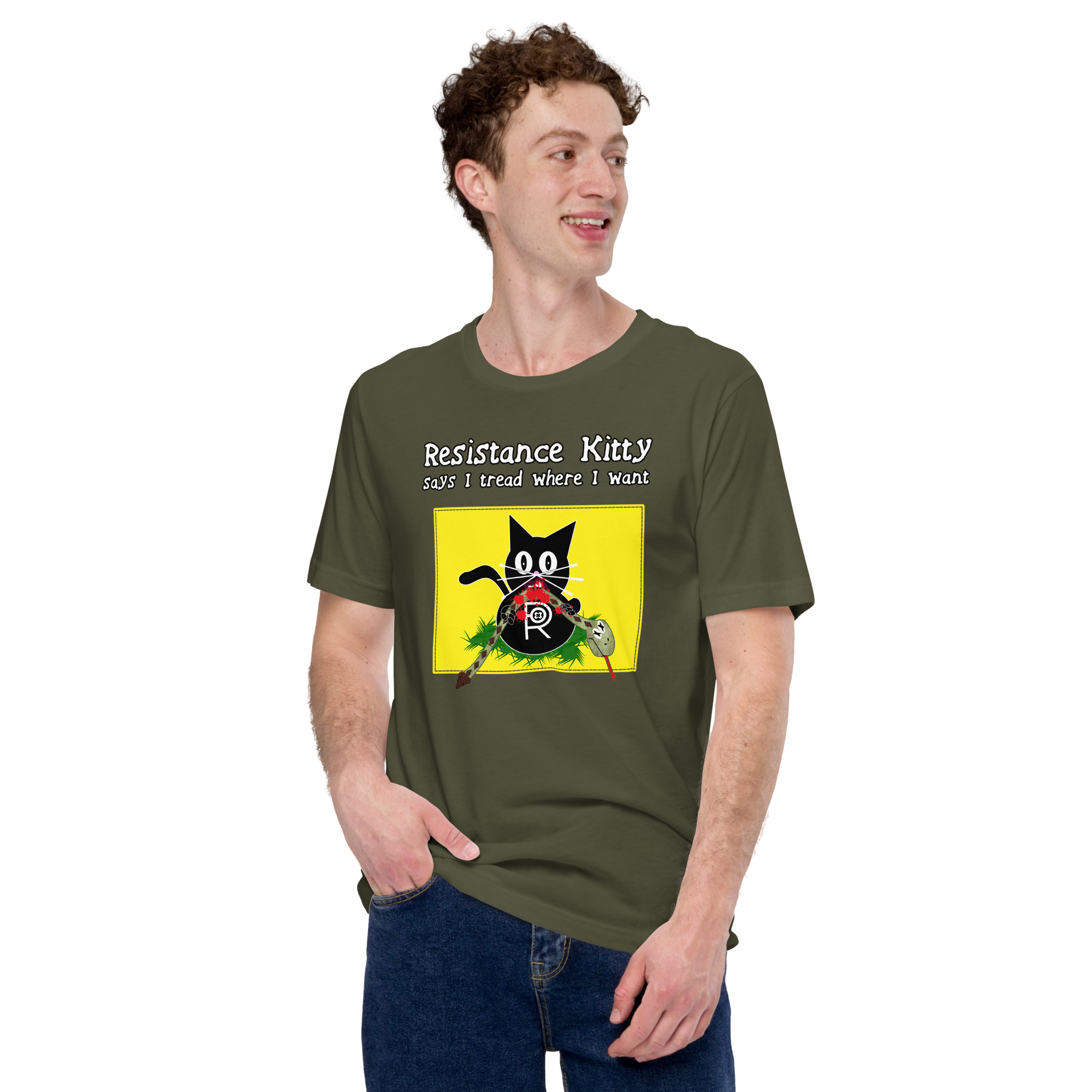 R - Resistance Kitty Says I Tread Where I Want Dark Style Unisex T-shirt - Image 23