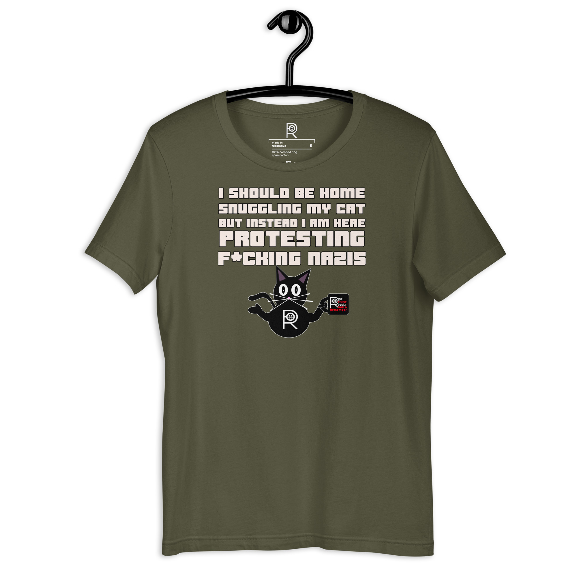 R - I Should Be Home Snuggling My Cat But Instead I Am Here Protesting F*cking Nazis Dark Style Unisex T-shirt - Image 49