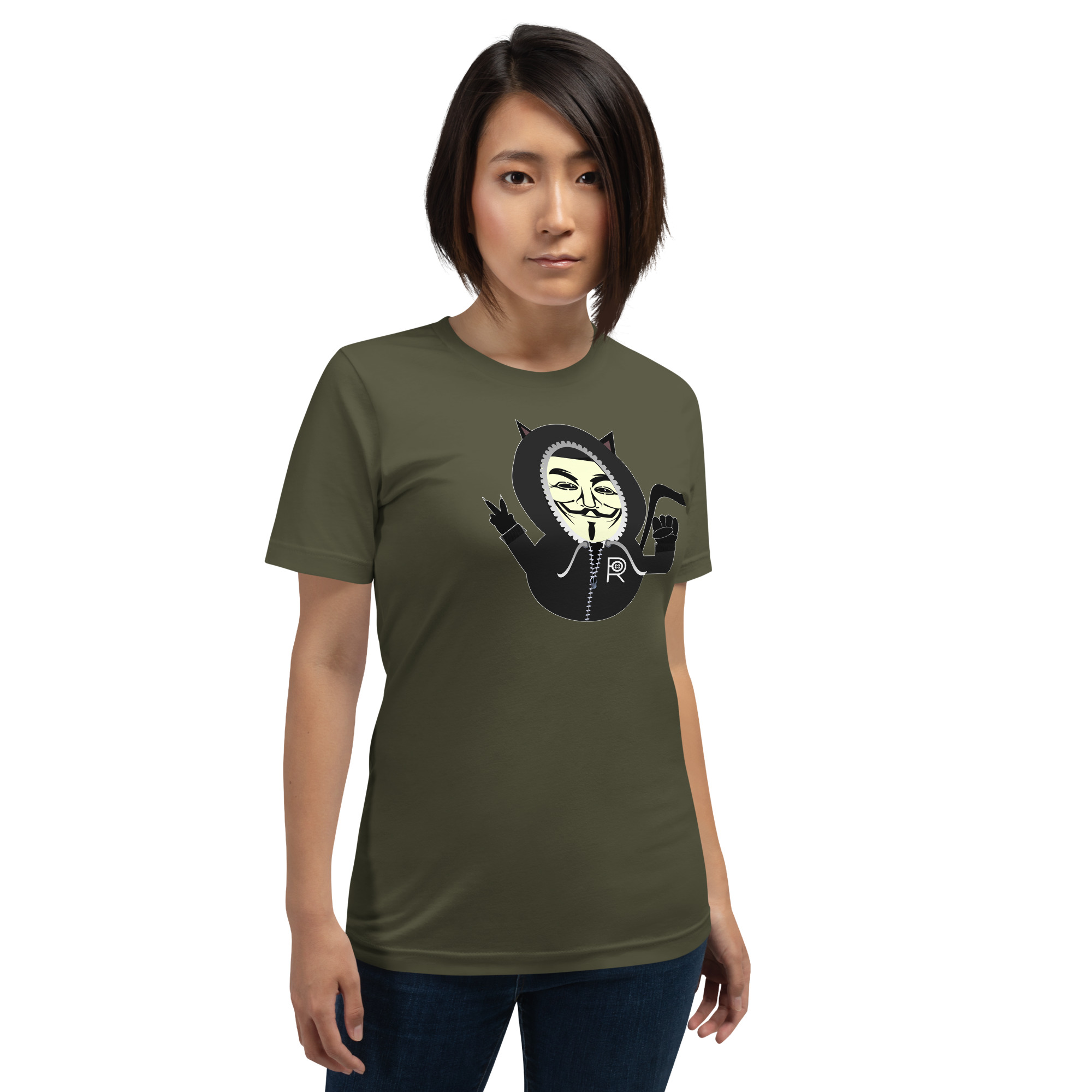 R - Anonymous Resistance Kitty Dark Style Unisex T-shirt - Image 21