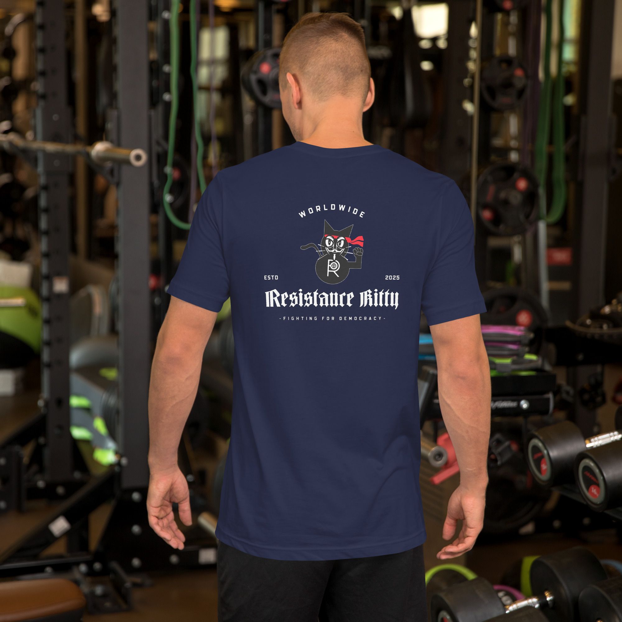 R - Resistance Kitty Fighting For Democracy Worldwide Estd 2025 Dark Style 2 Unisex T-shirt - Image 15