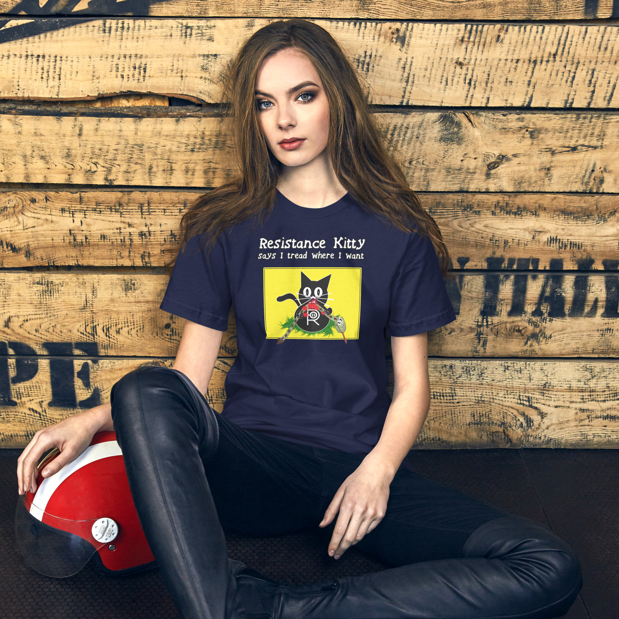 R - Resistance Kitty Says I Tread Where I Want Dark Style Unisex T-shirt - Image 6
