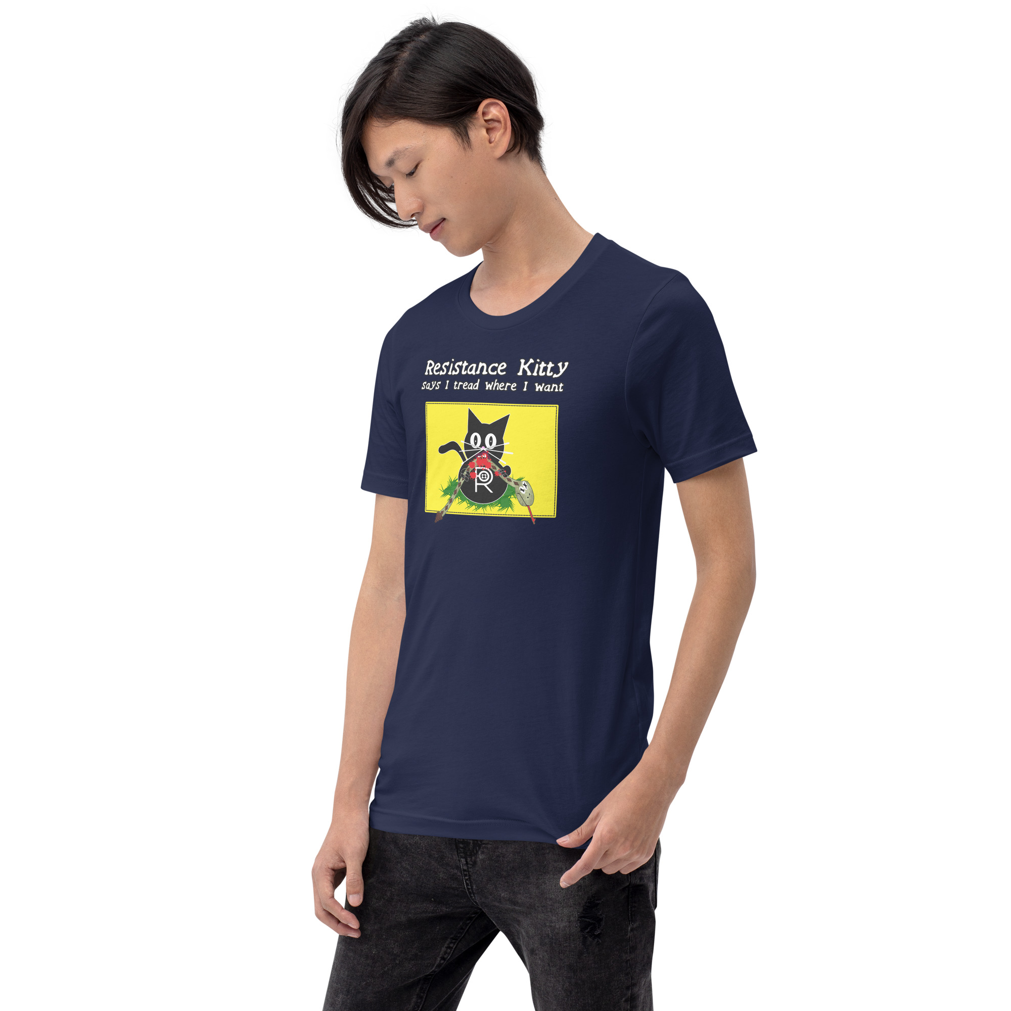 R - Resistance Kitty Says I Tread Where I Want Dark Style Unisex T-shirt - Image 7