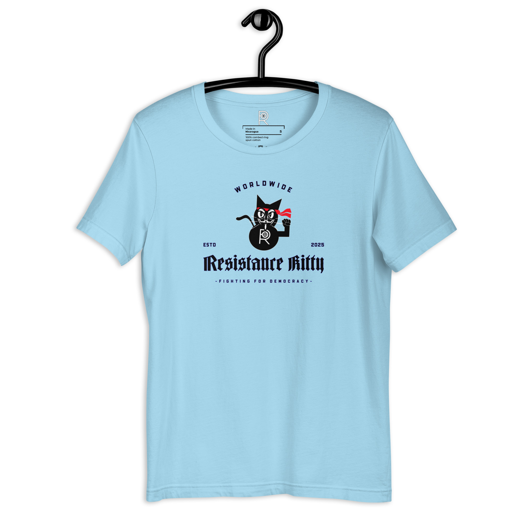 R - Resistance Kitty Fighting For Democracy Worldwide Estd 2025 Light Style Unisex T-shirt - Image 46